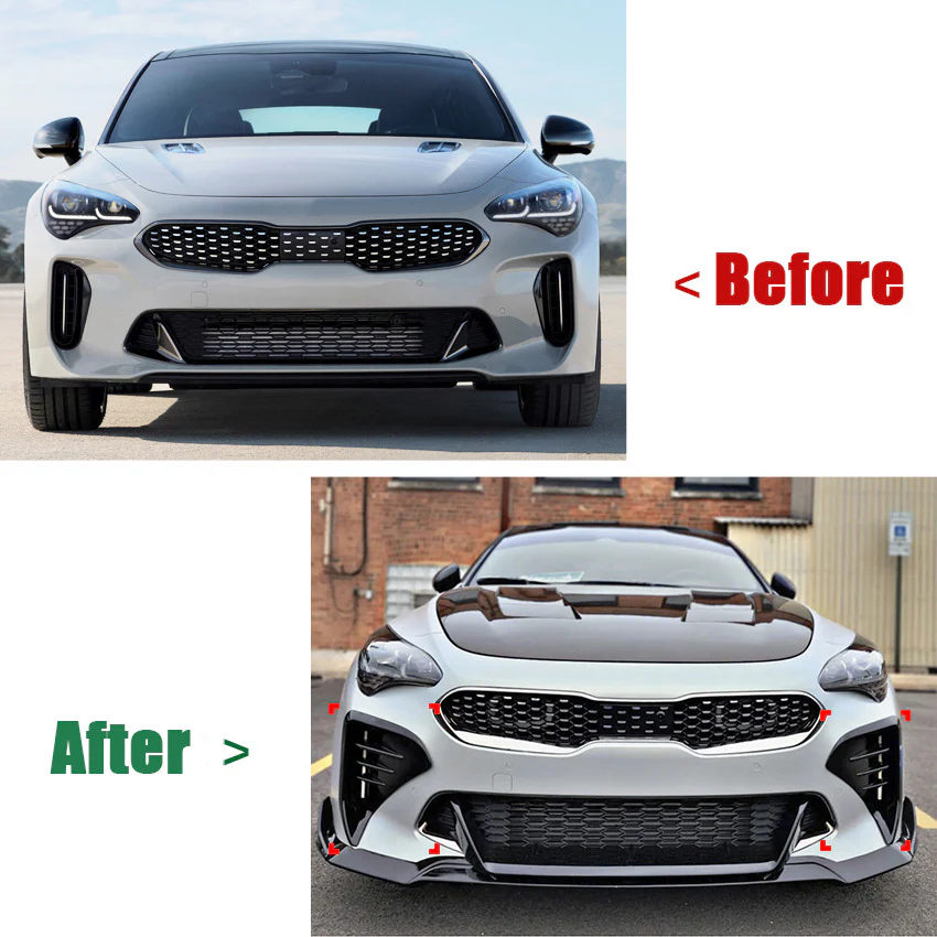 Gloss Black Front Bumper Side Vent Grill Cover For KIA Stinger 2017-2023 - Image 2