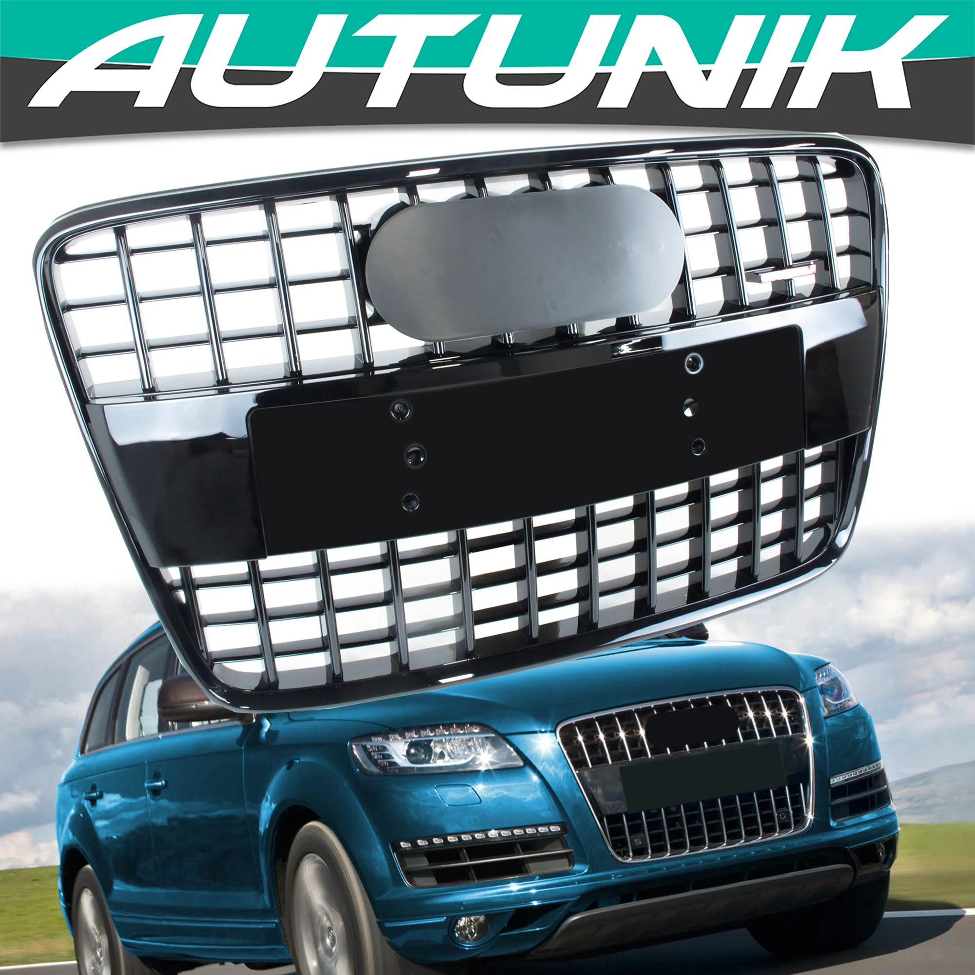 Gloss Black Front Upper Grille for Audi Q7 2007-2015 Premium/Prestige/S-Line - Image 2