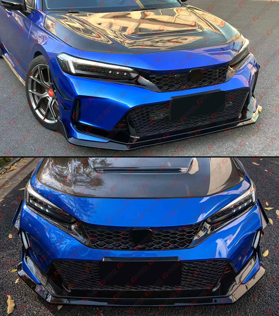 Gloss Black Front Lip Splitter For 2022-2024 Honda Civic Type-R Conversion Bumper - Image 6