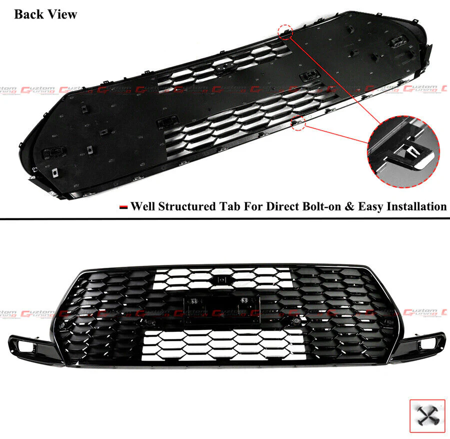 Gloss Black Honeycomb Front Bumper Grille Conversion for Sienna LE XLE 2021-2025 - Image 2