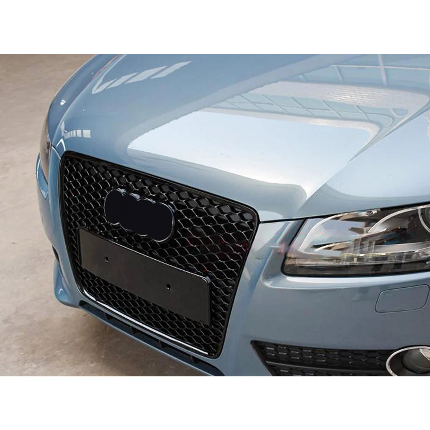 Gloss Black Honeycomb Front Grille For AUDI A5 B8 S5 8T 2008 2009-2012 - Image 3