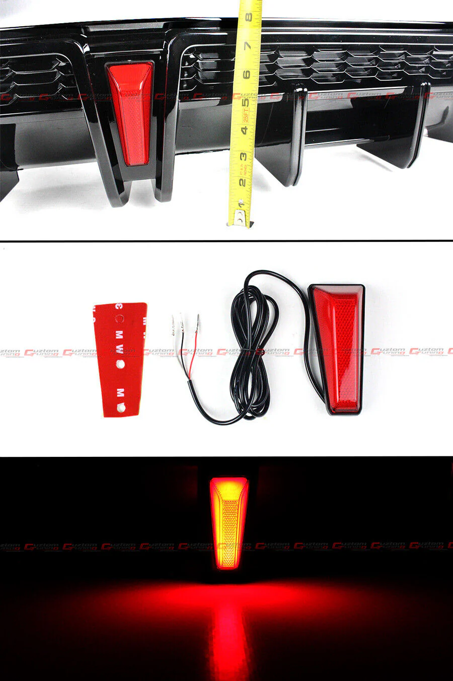 Gloss Black LED Rear Bumper Diffuser For 2018-2024 Toyota Camry SE XSE Yofer V2 - Image 3
