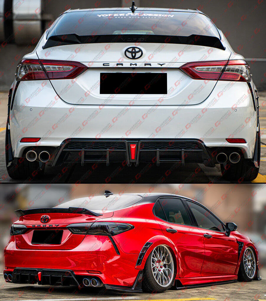 Gloss Black LED Rear Bumper Diffuser For 2018-2024 Toyota Camry SE XSE Yofer V2 - Image 4