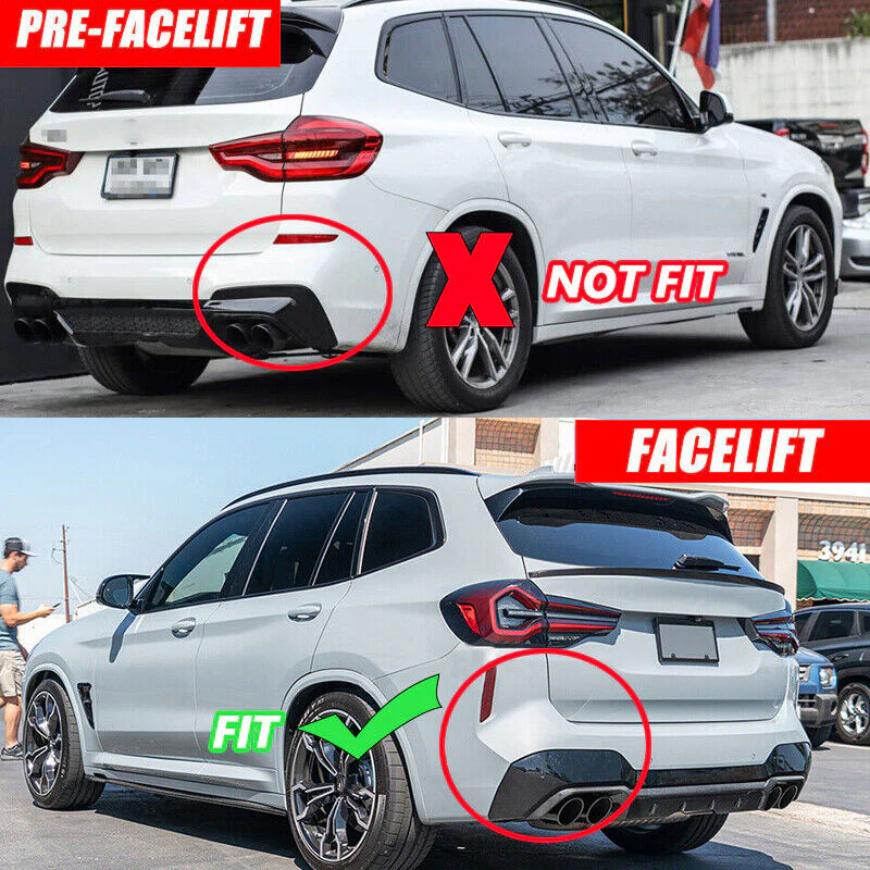 Gloss Black Rear Bumper Diffuser Lip W/LED Light For BMW X3 M40i G01 LCI 2022-2024 - Image 2