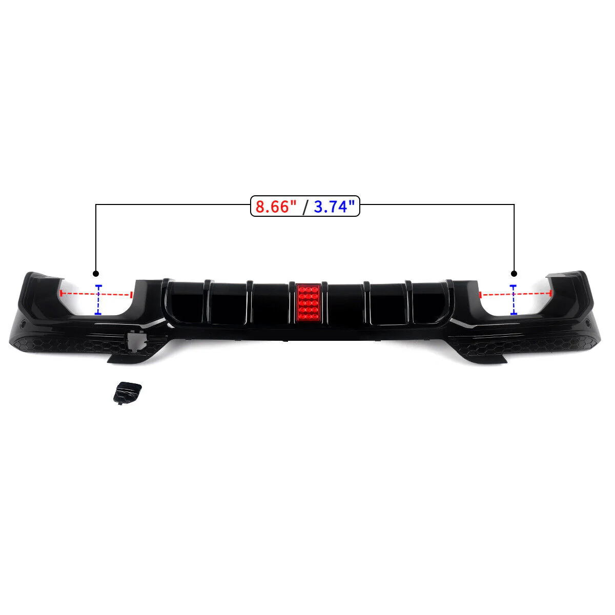 Gloss Black Rear Bumper Diffuser Lip W/LED Light For BMW X3 M40i G01 LCI 2022-2024 - Image 3