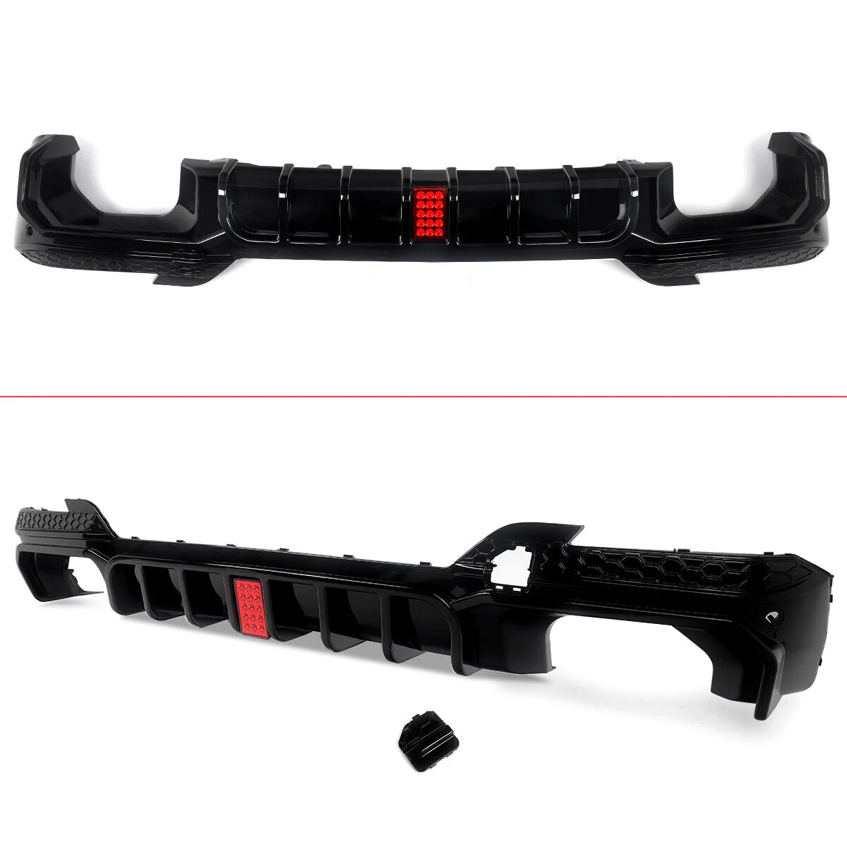 Gloss Black Rear Bumper Diffuser Lip W/LED Light For BMW X3 M40i G01 LCI 2022-2024 - Image 5