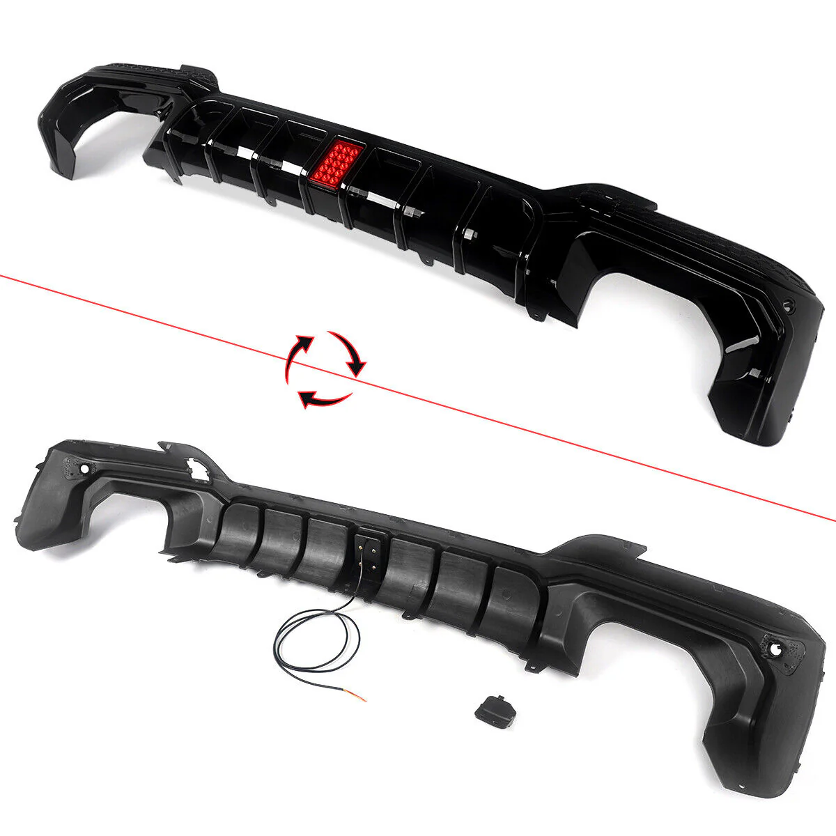 Gloss Black Rear Bumper Diffuser Lip W/LED Light For BMW X3 M40i G01 LCI 2022-2024 - Image 6