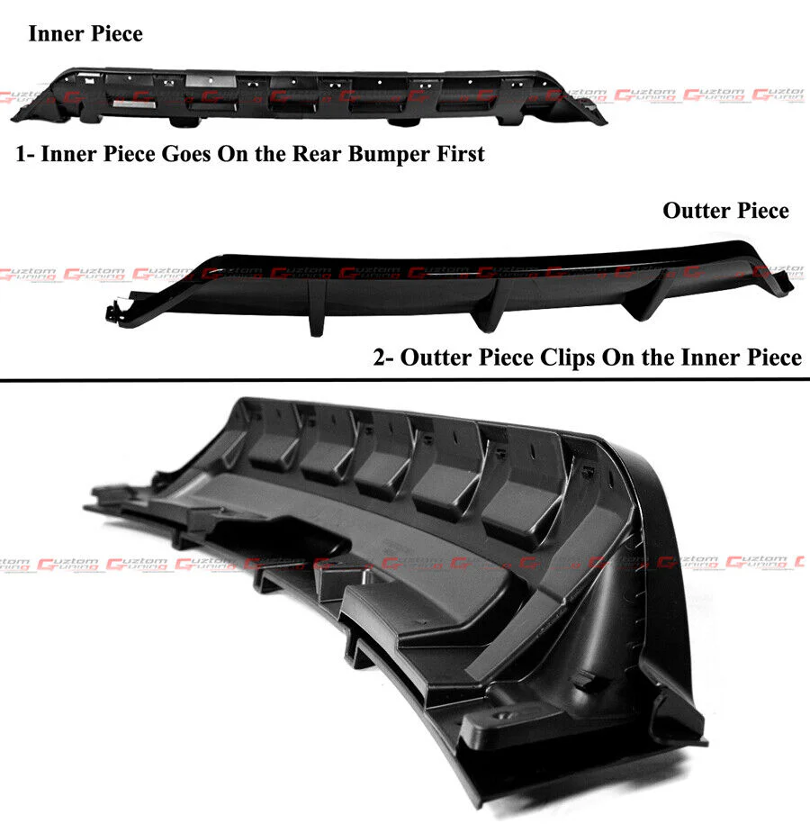 Gloss Black Rear Bumper Diffuser W/Corner Extension For BMW X5 F15 M Sport 2015-2018 - Image 2