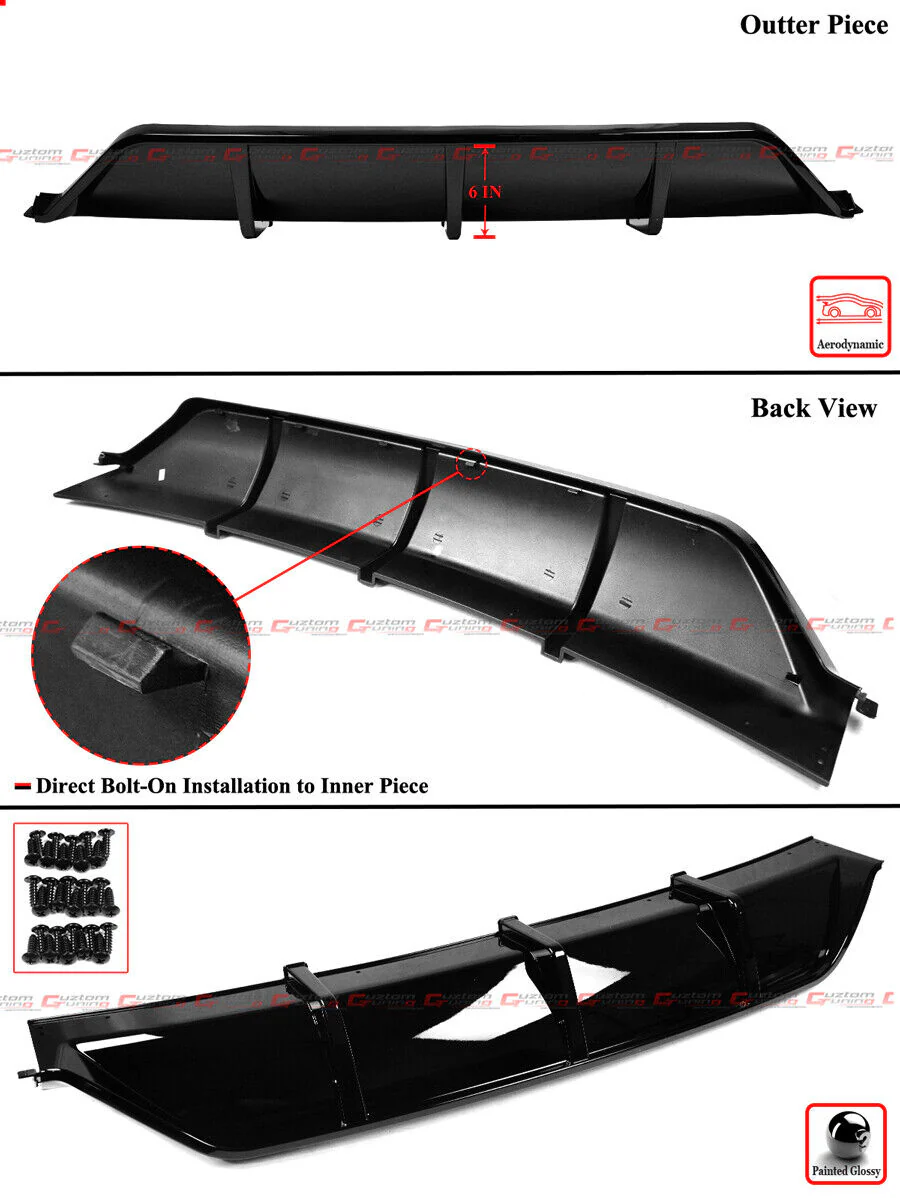Gloss Black Rear Bumper Diffuser W/Corner Extension For BMW X5 F15 M Sport 2015-2018 - Image 4