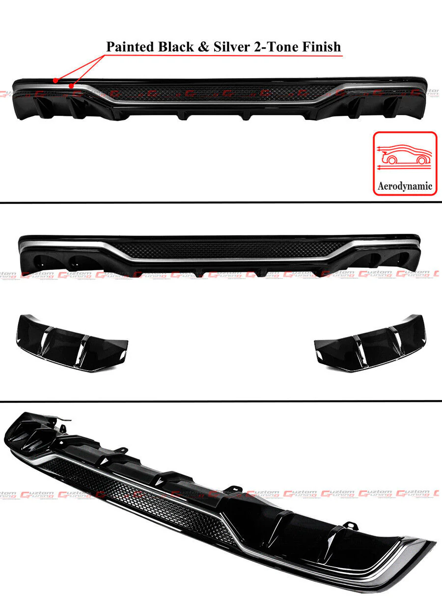 Gloss Black Rear Bumper Diffuser w/ Corner Extensions for Honda Accord 2023-2026 - Image 2