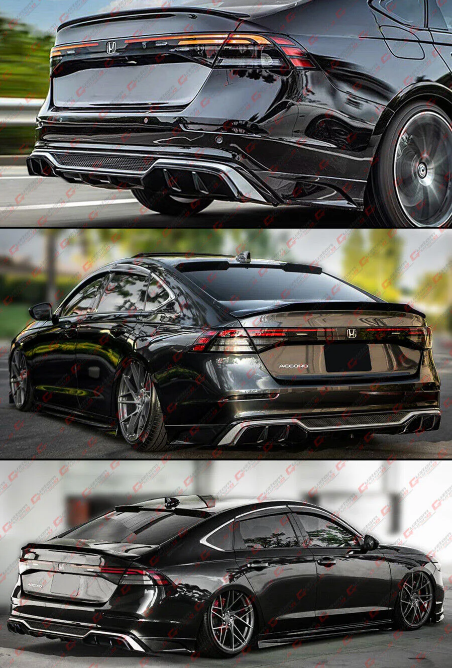 Gloss Black Rear Bumper Diffuser w/ Corner Extensions for Honda Accord 2023-2026 - Image 6