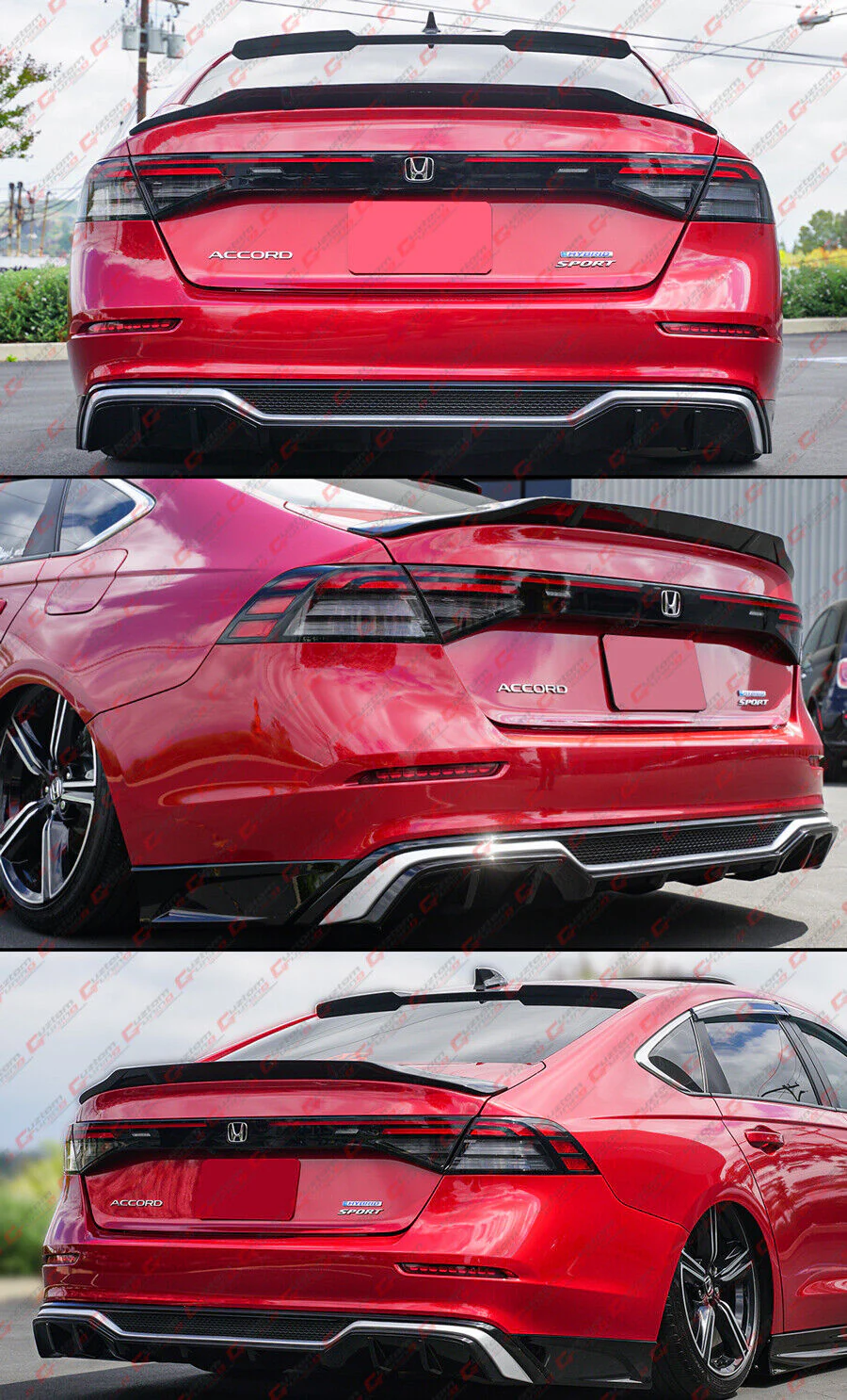 Gloss Black Rear Bumper Diffuser w/ Corner Extensions for Honda Accord 2023-2026 - Image 7