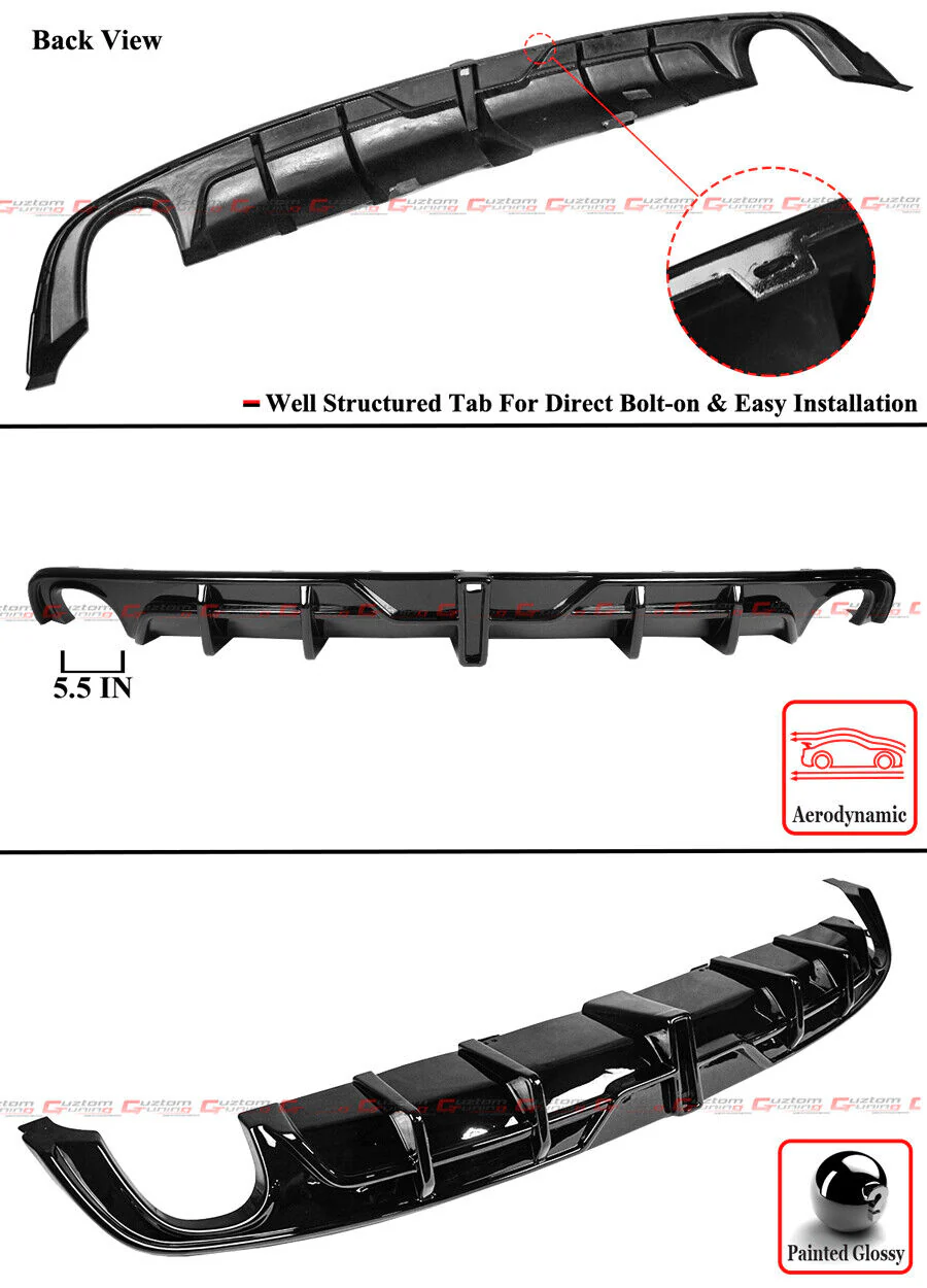 Gloss Black Rear Bumper Diffuser w/ LED fit for 2022-2026 Honda Civic SEDAN - Image 2