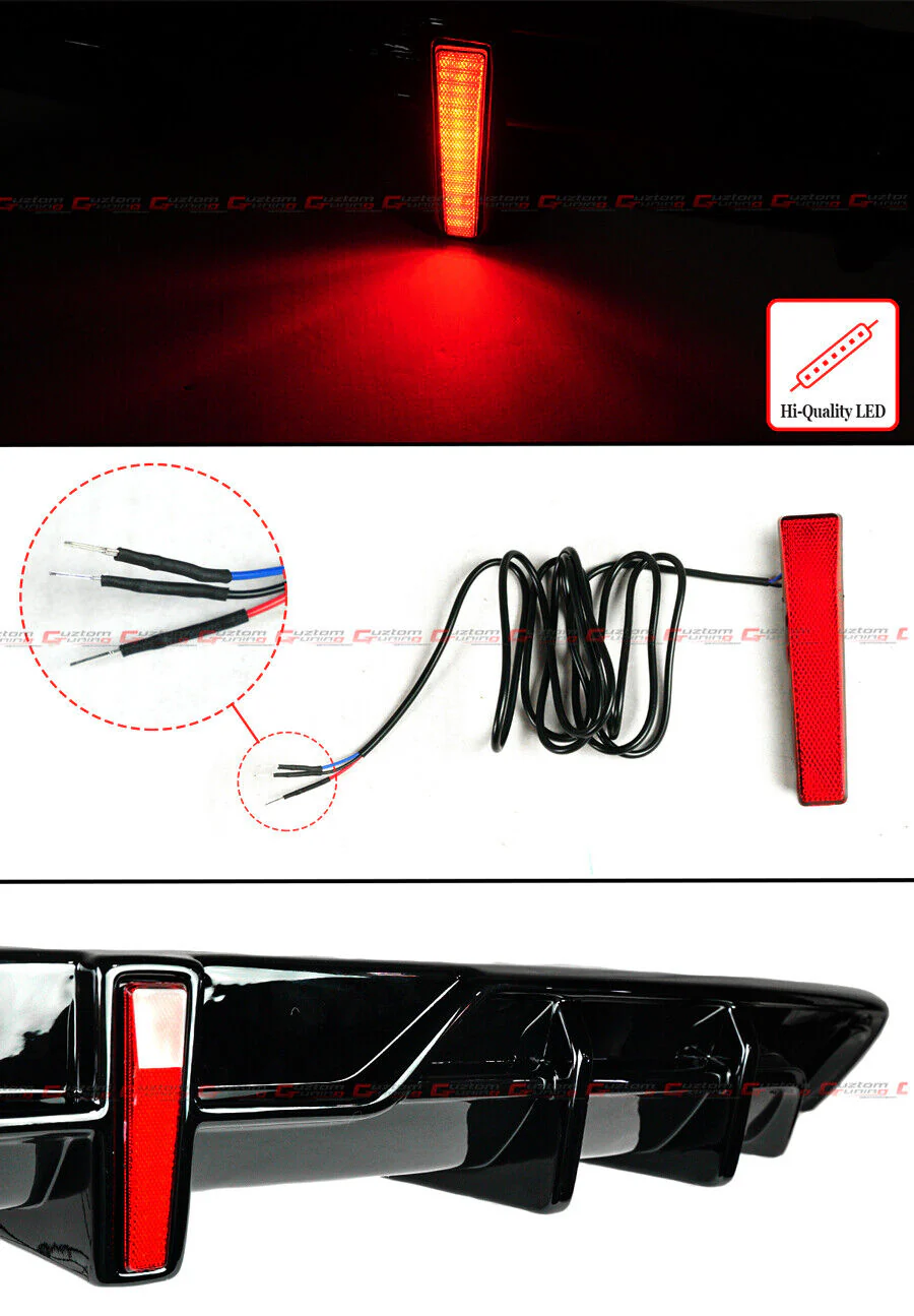 Gloss Black Rear Bumper Diffuser w/ LED fit for 2022-2026 Honda Civic SEDAN - Image 3