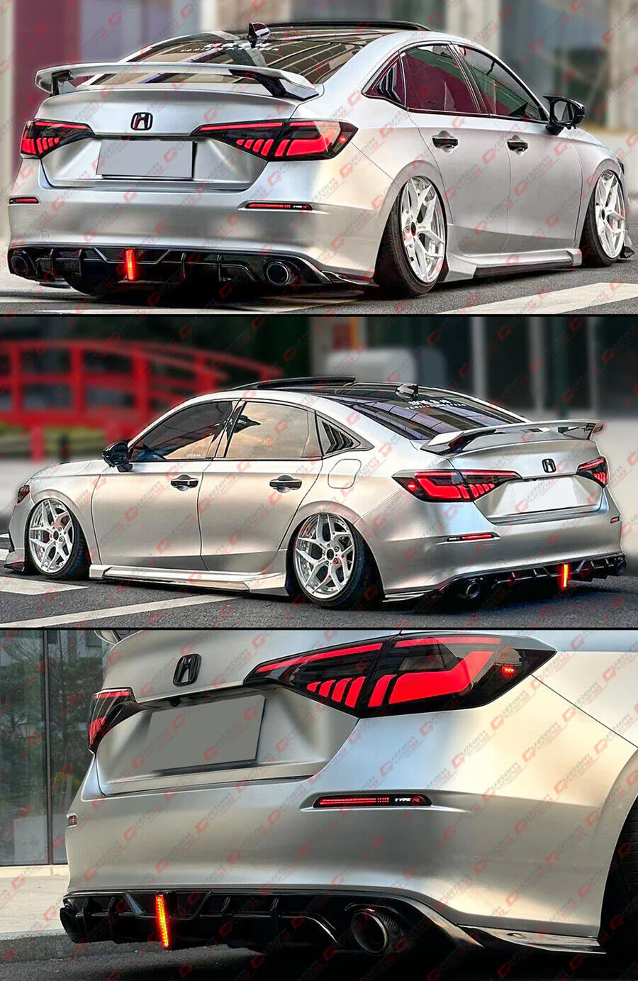 Gloss Black Rear Bumper Diffuser w/ LED fit for 2022-2026 Honda Civic SEDAN - Image 5