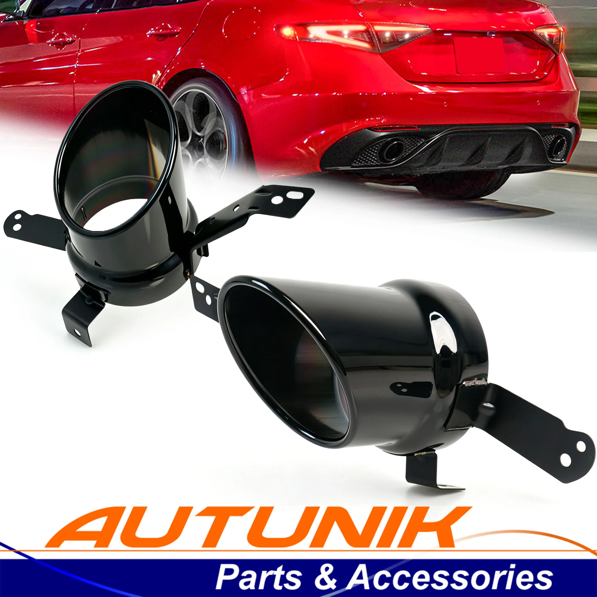 Gloss Black Rear Bumper Exhaust Tip Muffler For Alfa Romeo Giulia 2017-2026 Base Ti