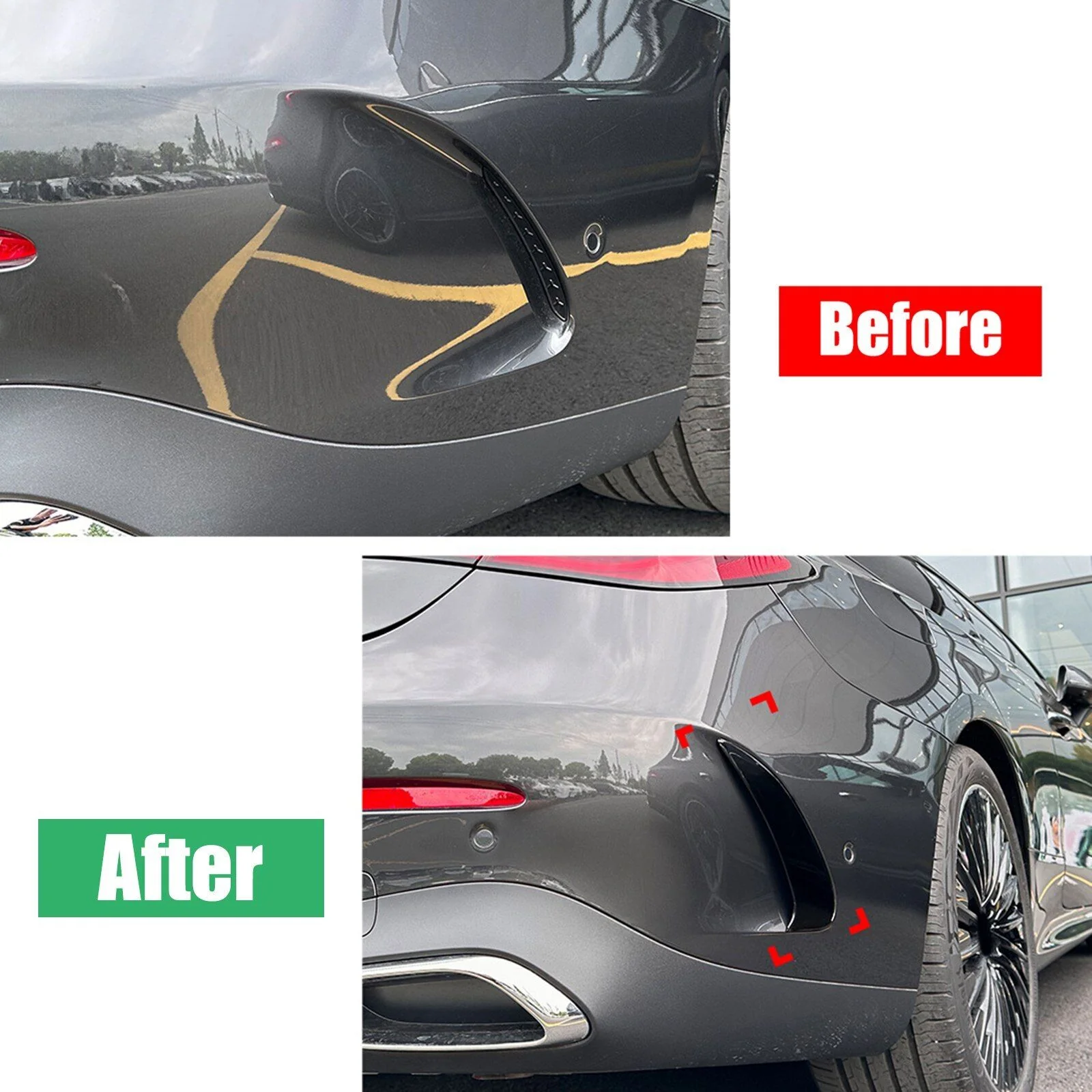Gloss Black Rear Bumper Side Vent Canards For Mercedes CLE Coupe C236 A236 2024 2025+ - Image 7