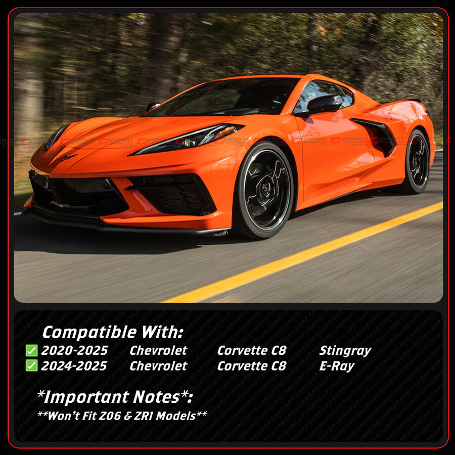 Gloss Black Rear Diffuser Add-On Kit For 2020–2025 Chevy Corvette C8 Stingray Z51 E-Ray - Image 3