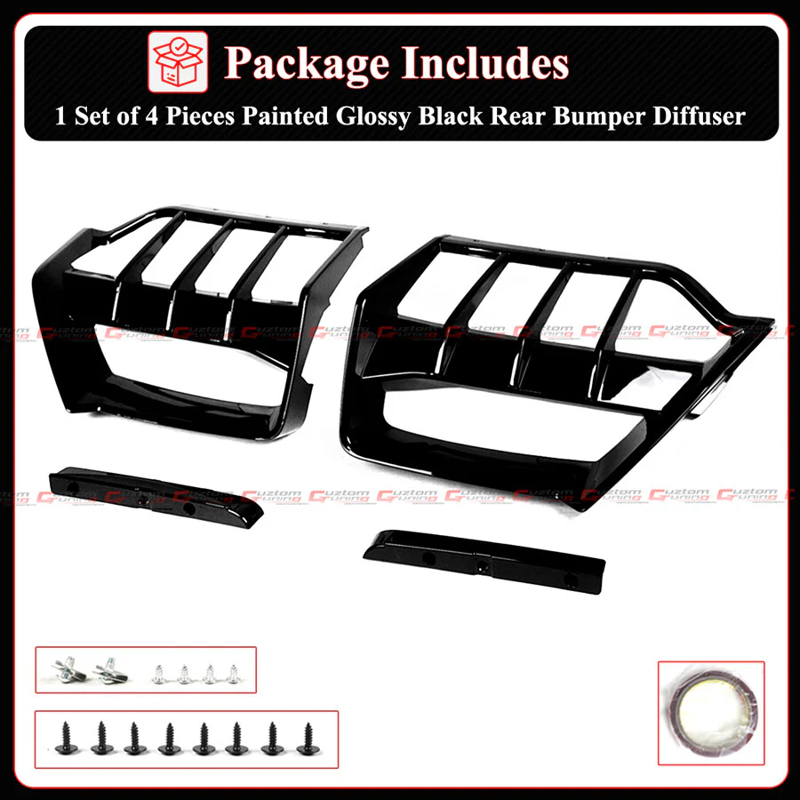 Gloss Black Rear Diffuser Add-On Kit For 2020–2025 Chevy Corvette C8 Stingray Z51 E-Ray - Image 4
