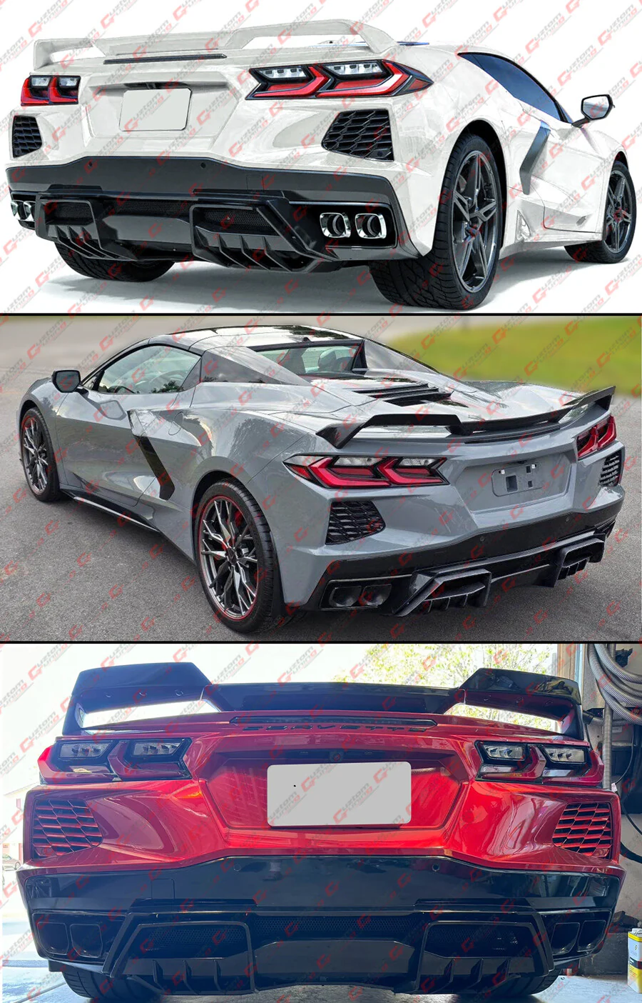 Gloss Black Rear Diffuser Add-On Kit For 2020–2025 Chevy Corvette C8 Stingray Z51 E-Ray - Image 8