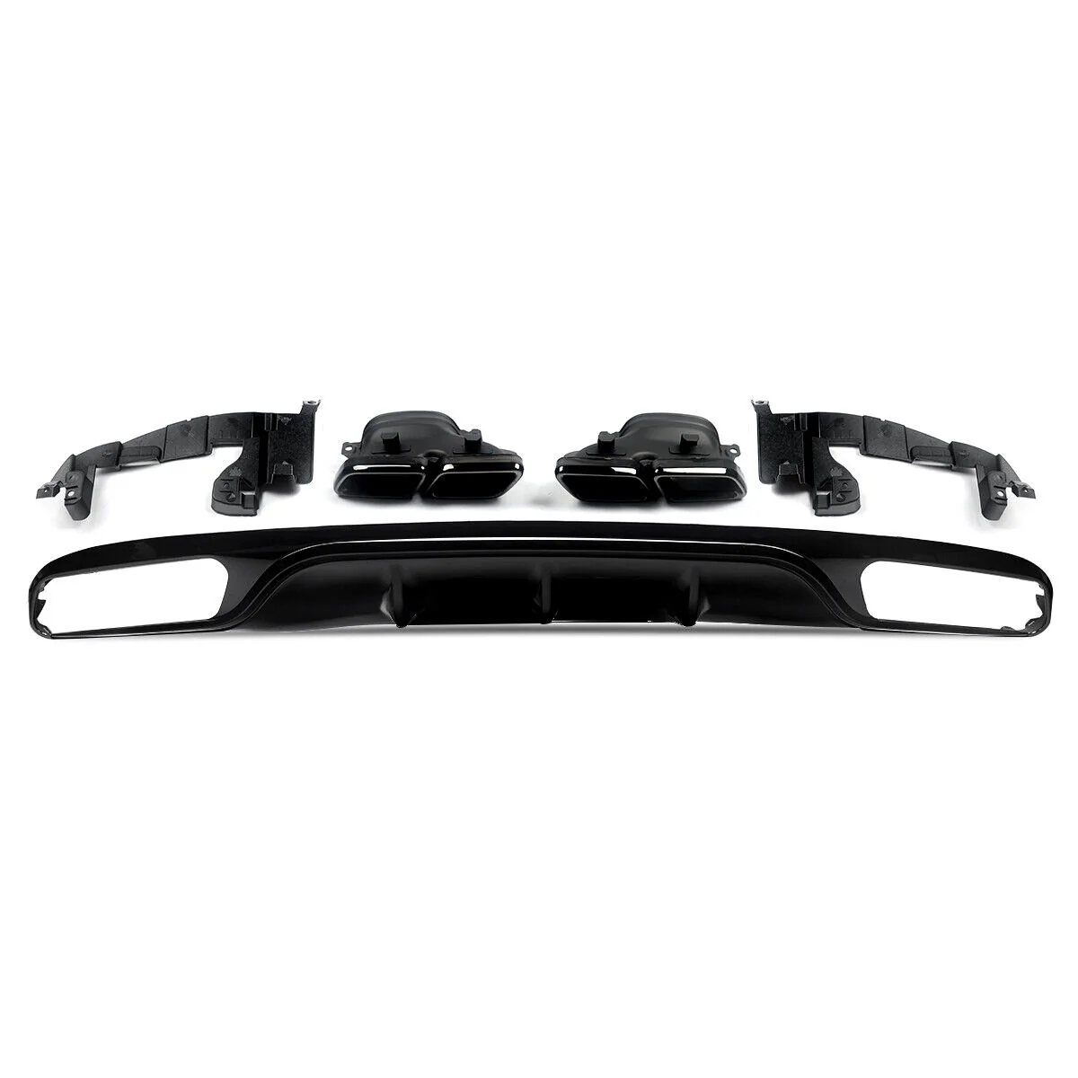 Gloss Black Rear Diffuser & Exhaust Tips For Mercedes E Class W213 Standard Bumper 2017-2020 - Image 4
