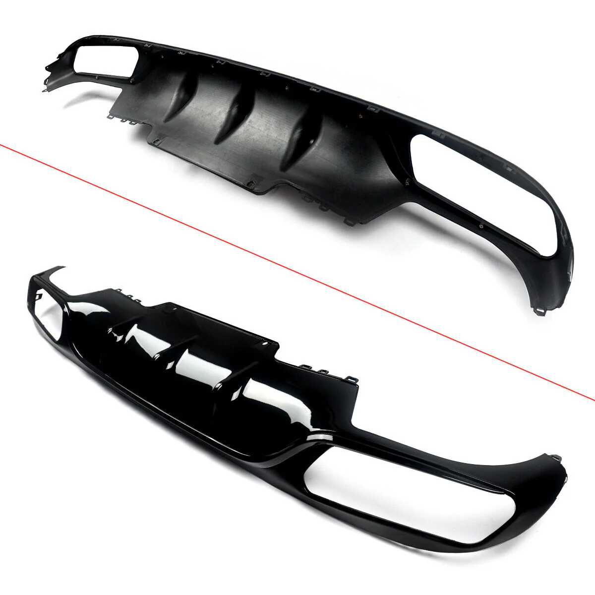Gloss Black Rear Diffuser & Exhaust Tips For Mercedes E Class W213 Standard Bumper 2017-2020 - Image 8