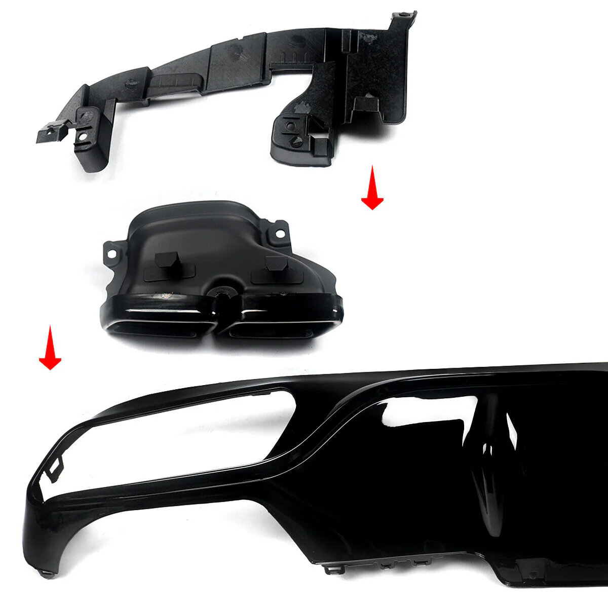 Gloss Black Rear Diffuser & Exhaust Tips For Mercedes E Class W213 Standard Bumper 2017-2020 - Image 9