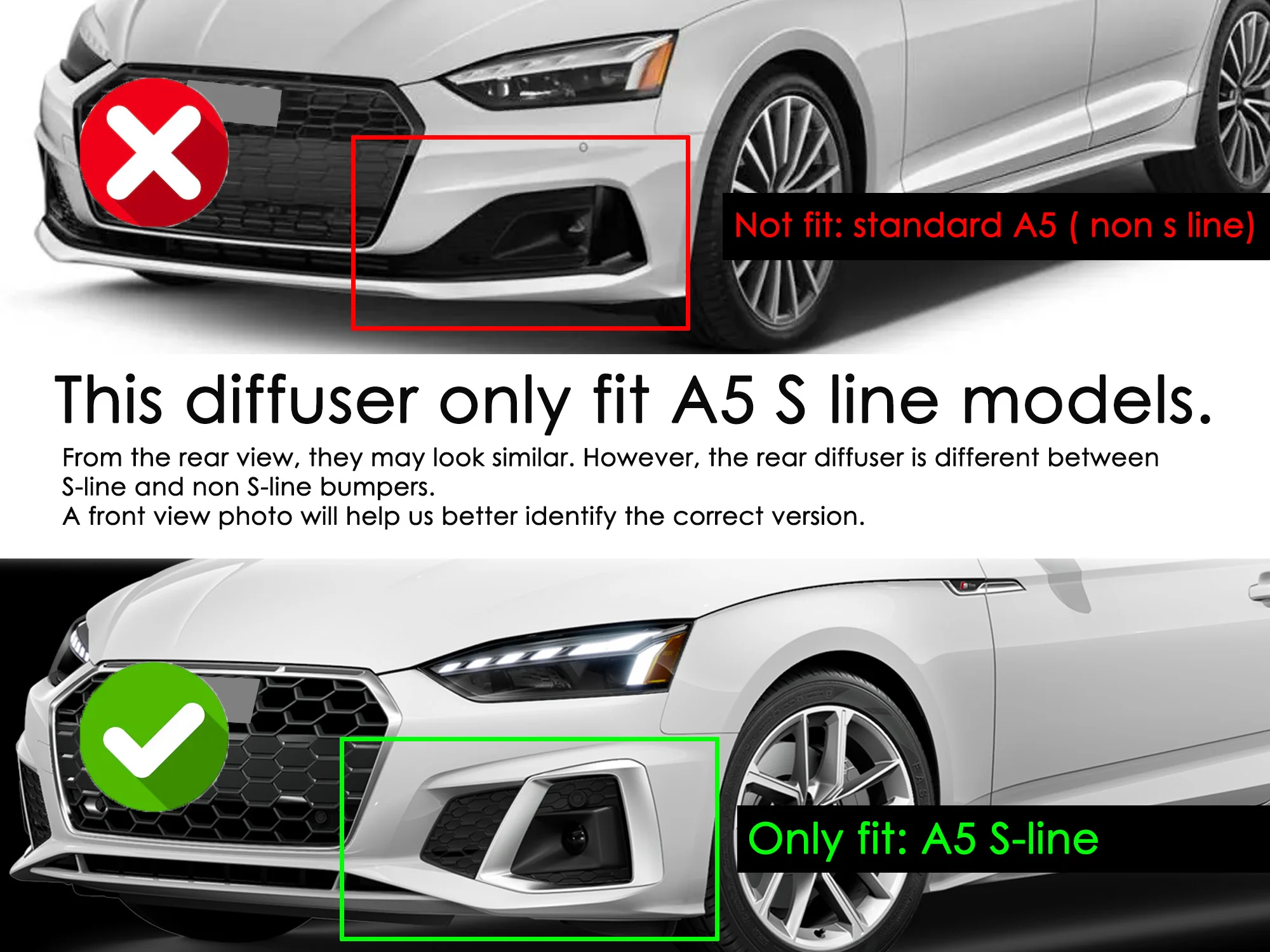 Gloss Black Rear Bumper Diffuser + Exhaust Tips for Audi S5 A5 B9.5 S-line 2020-2025 - Image 3