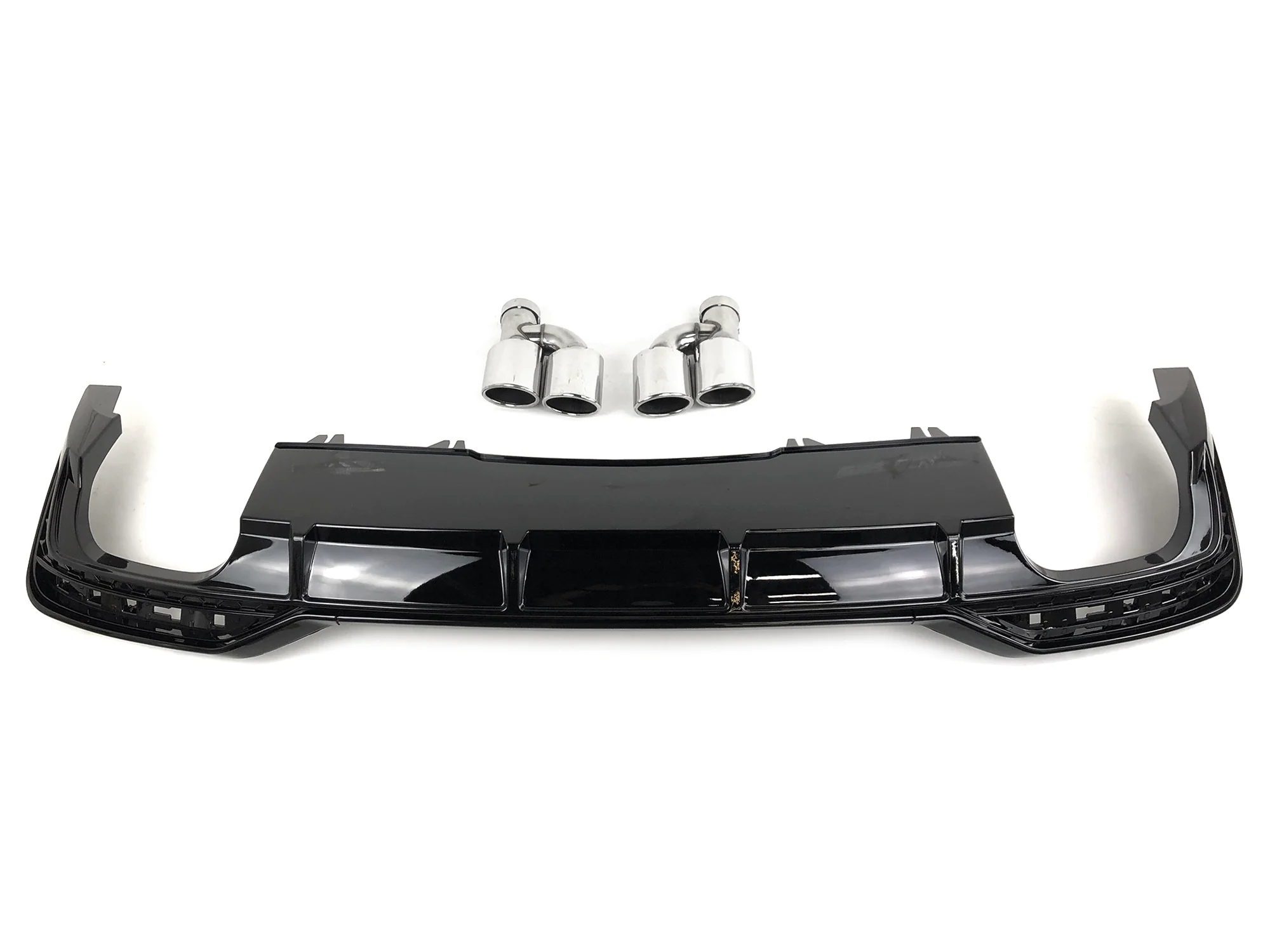 Gloss Black Rear Bumper Diffuser + Exhaust Tips for Audi S5 A5 B9.5 S-line 2020-2025 - Image 7