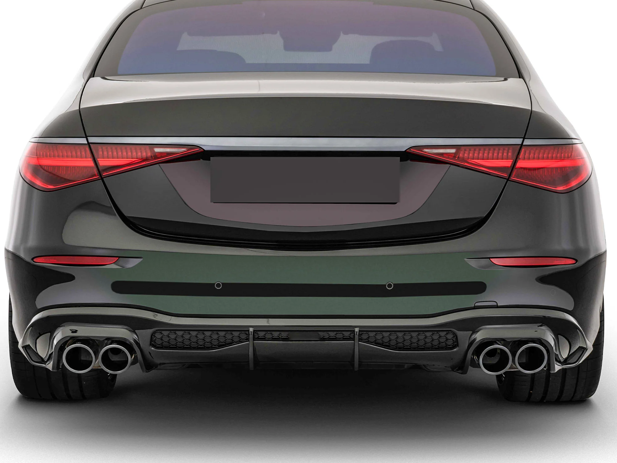 Gloss Black Rear Diffuser w/ Tips for Mercedes W223 S500 S580 AMG 2021–2025 - Image 3