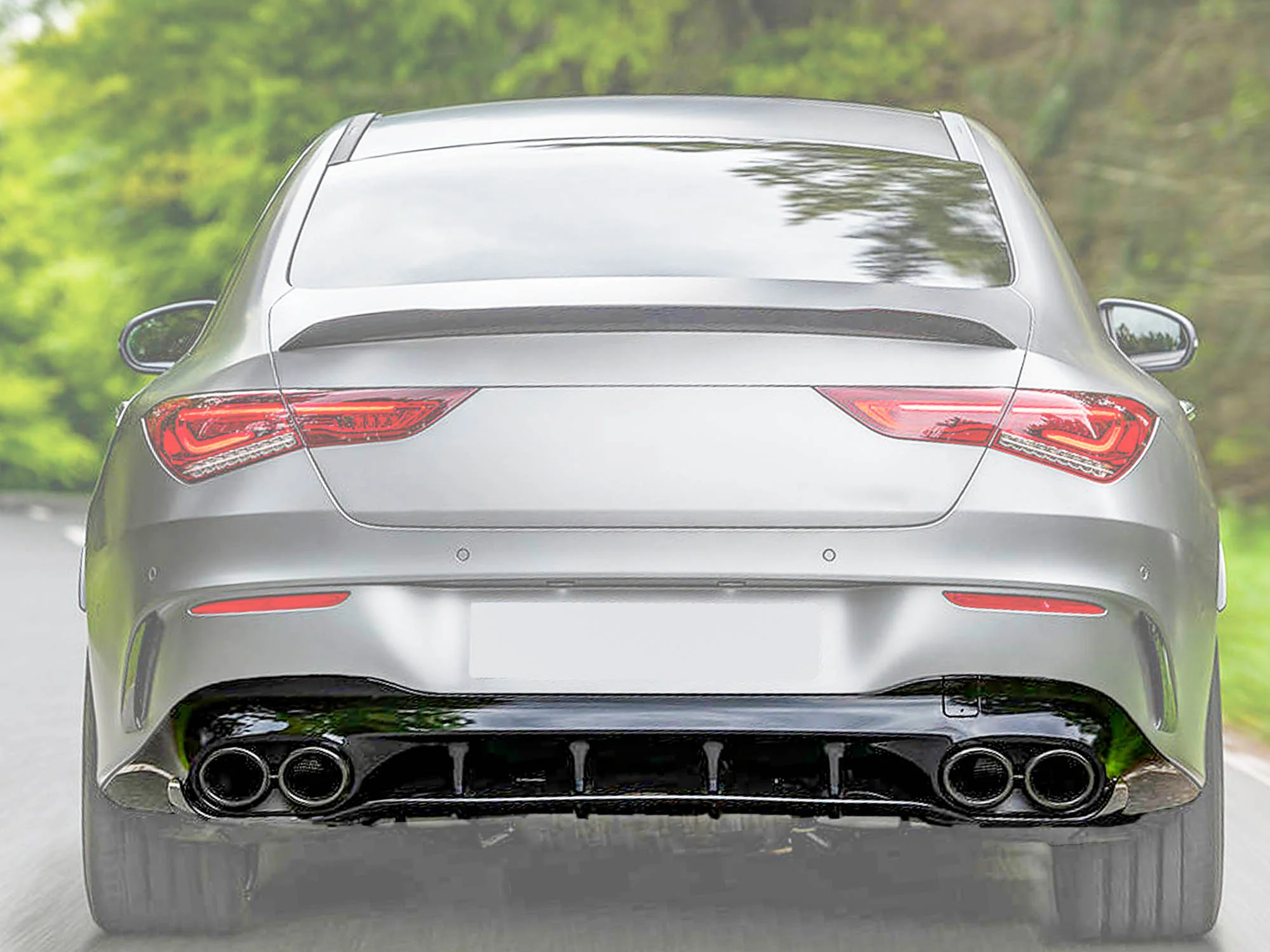 Gloss Black Rear Diffuser w/ Exhaust Tips For Mercedes CLA C118 CLA250 CLA35 CLA45 AMG 2020-2025 - Image 2