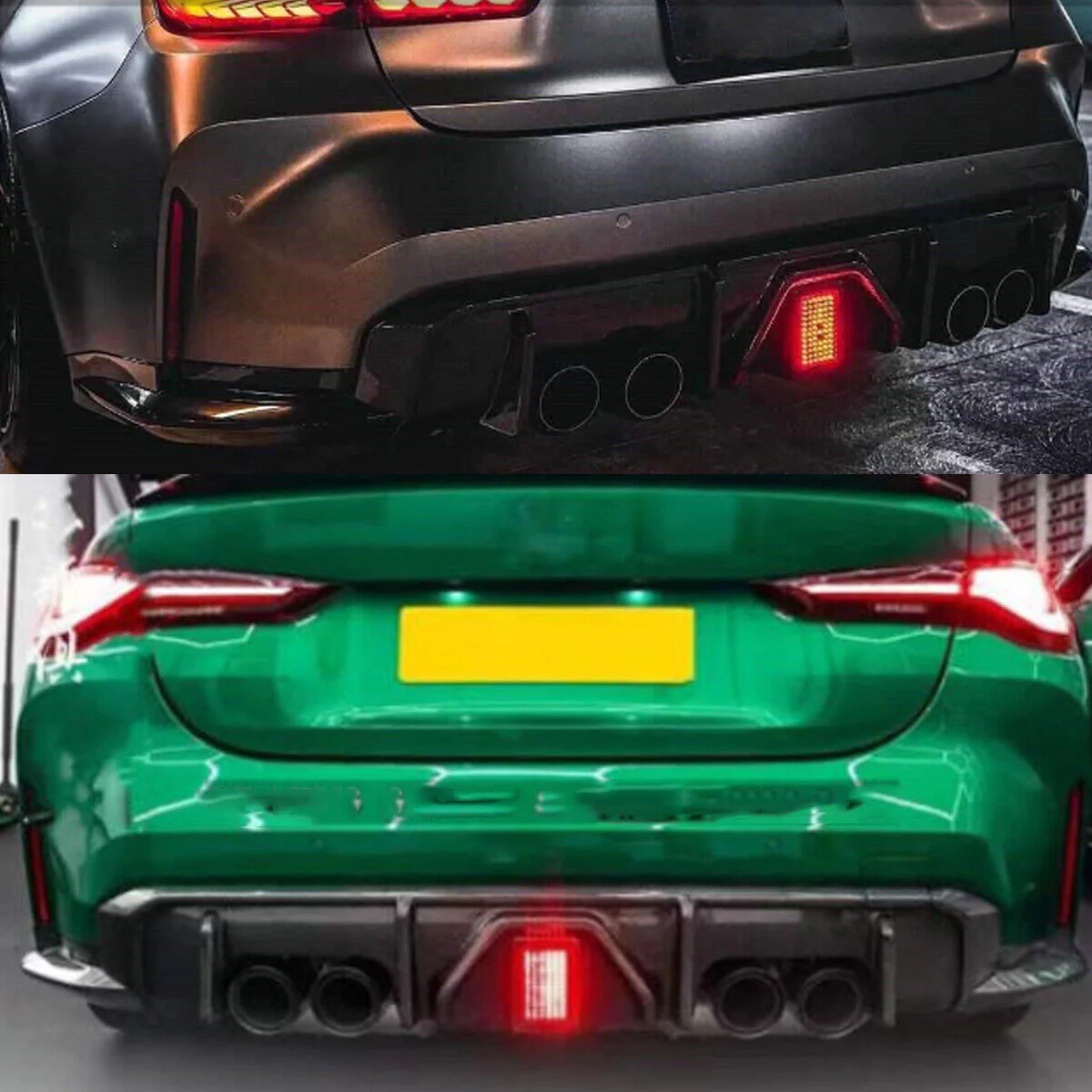 Gloss Black Rear Diffuser W/ LED Light for BMW G80 M3 G82 G83 M4 2021-2026 - Image 2