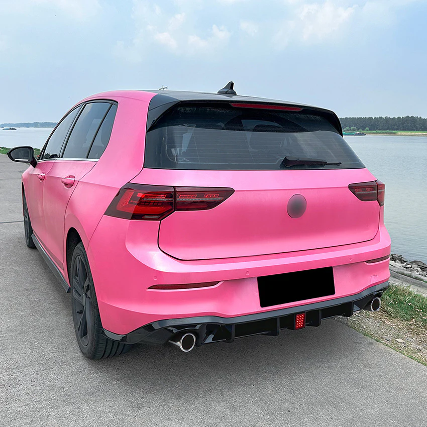 Gloss Black Rear Diffuser w/ LED Light for VW Golf 8 Mk8 R-line GTI 2022-2024 - Image 2