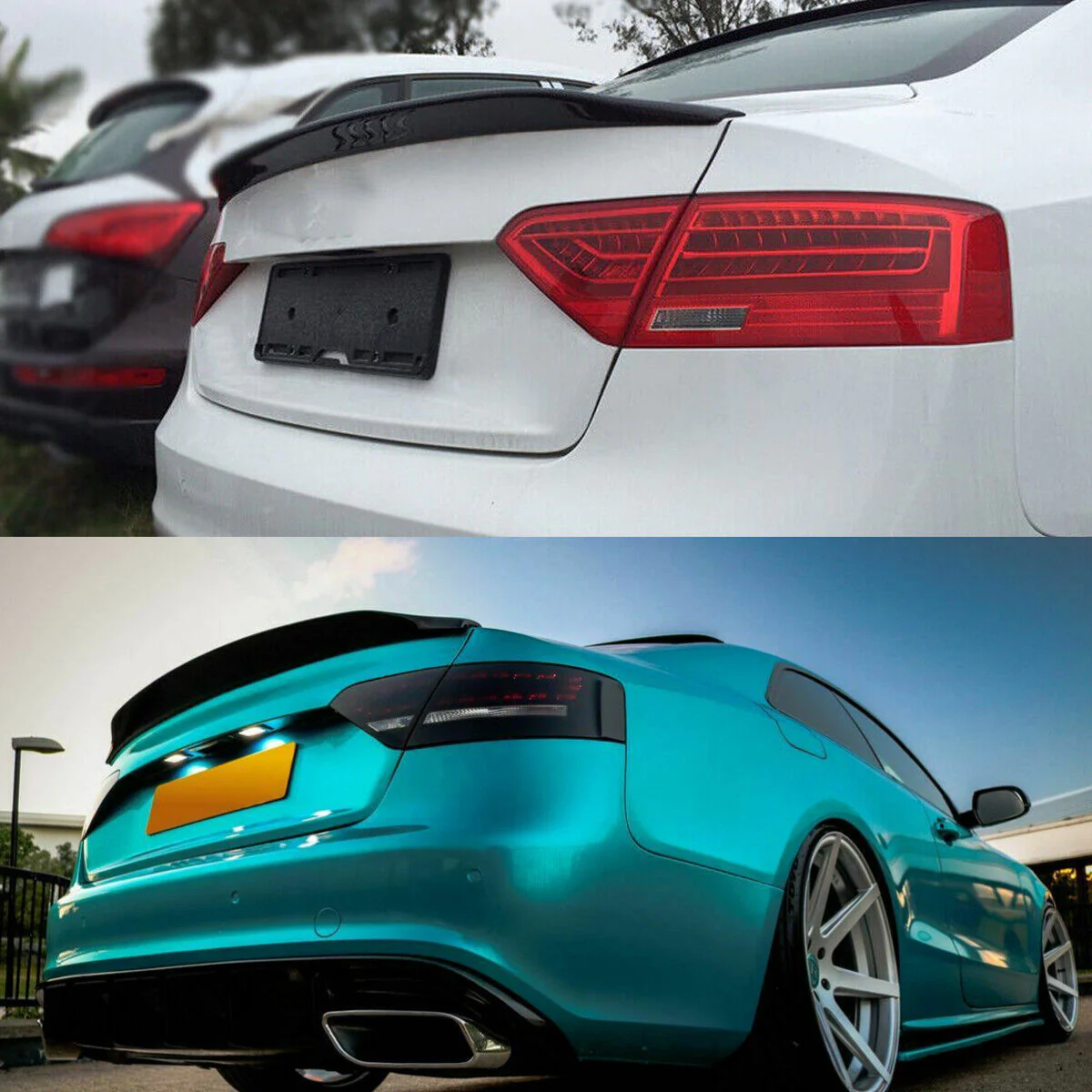 Gloss Black Rear Trunk Spoiler for AUDI A5 B8 Coupe 2008-2016 - Image 2