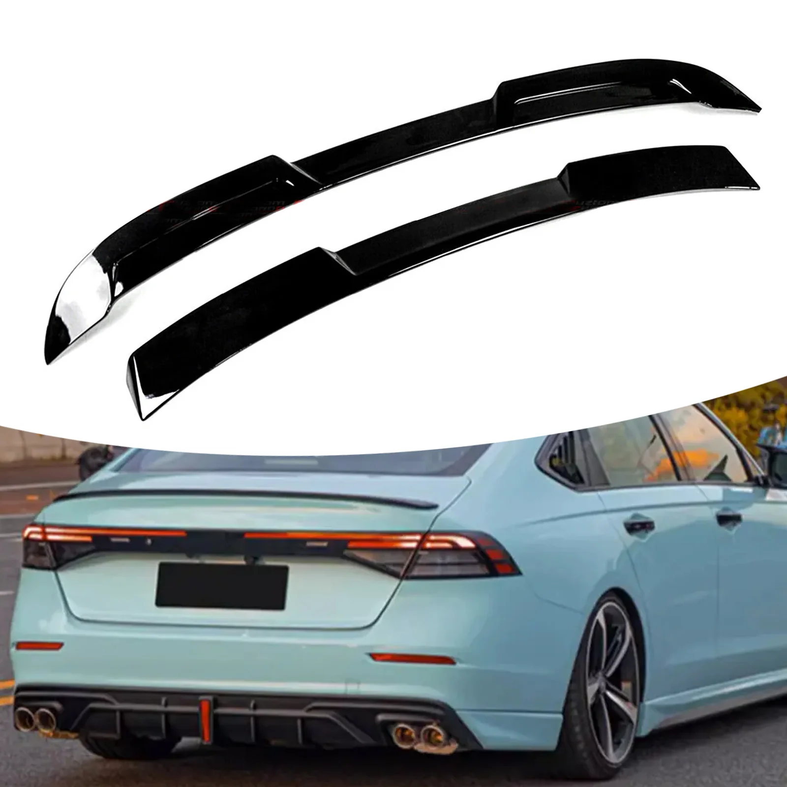 Gloss Black Rear Trunk Spoiler + Roof Spoiler Wing fit for 2023-2026 Honda Accord