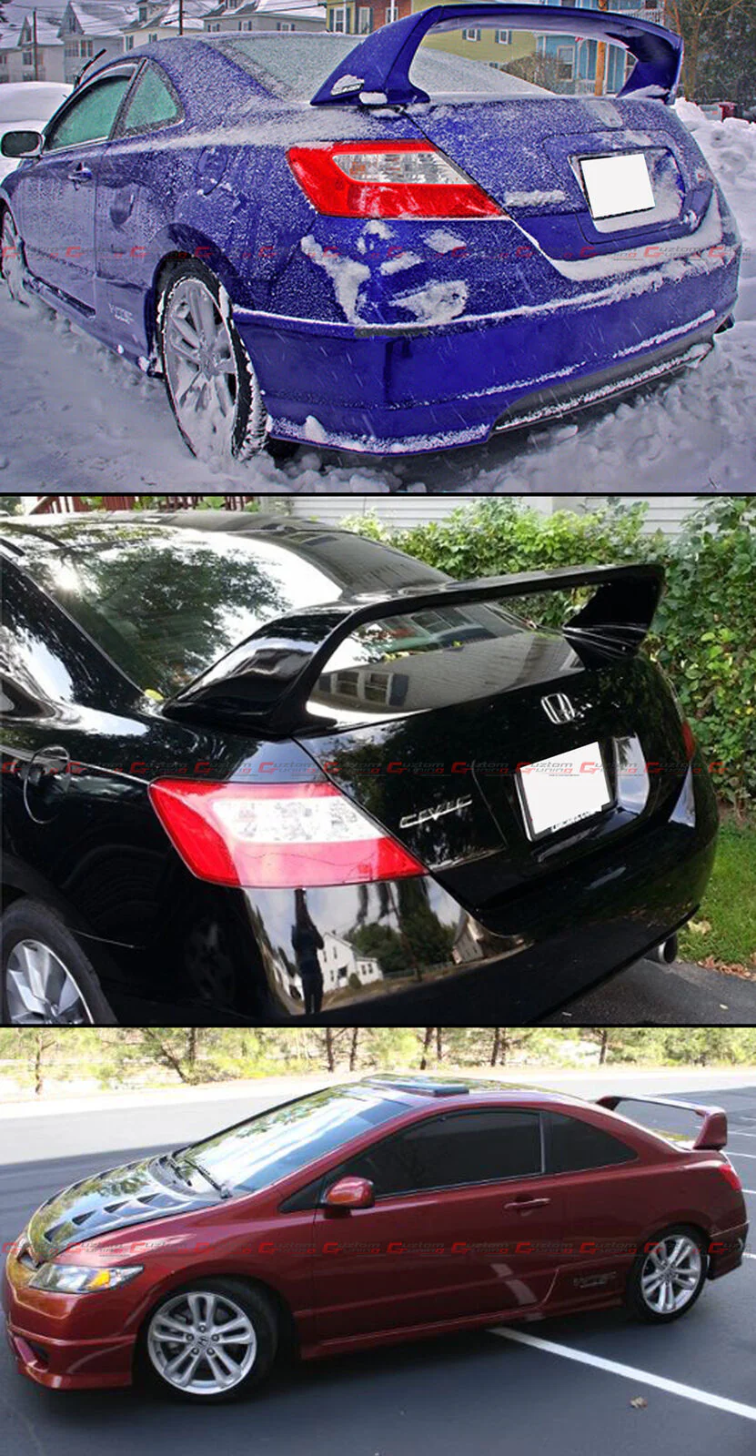 Gloss Black Rear Trunk Spoiler Wing For 2006-2011 Honda Civic 8th Gen 2-Door Coupe - Image 4