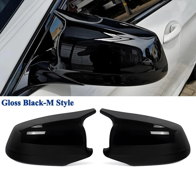 Gloss Black Side Mirror Cover Caps Replacement For BMW 5 Series F10 F11 2011-2013 Pre-LCI
