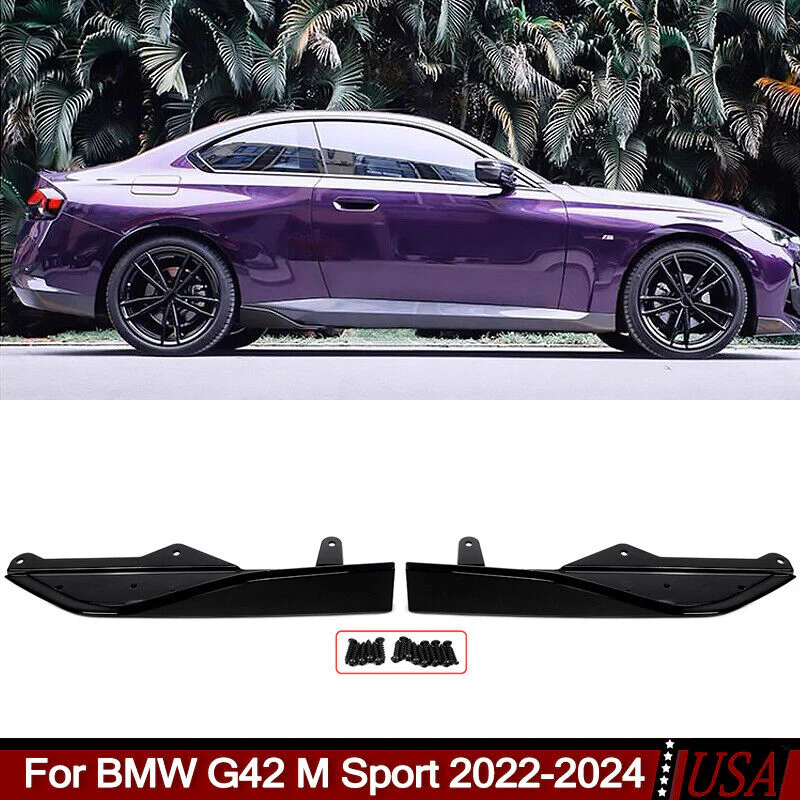 Gloss Black Side Skirt Extension Lip For BMW G42 230i M240i Coupe M-Sport 2022-2024 - Image 2