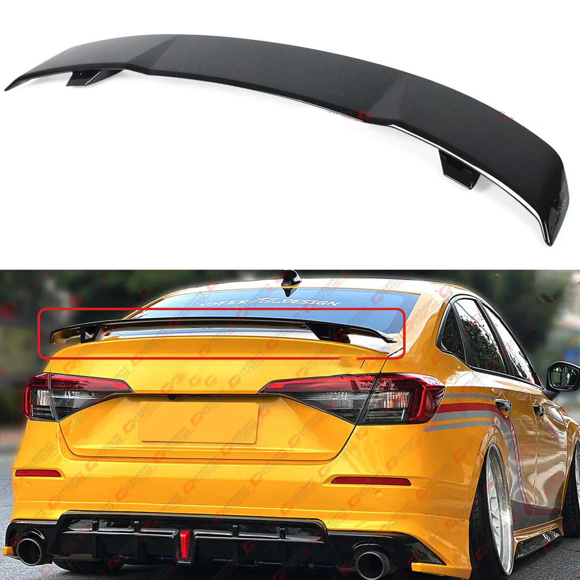 Gloss Black Trunk Lid Spoiler Wing For 2022-2026 Honda Civic 4dr Sedan
