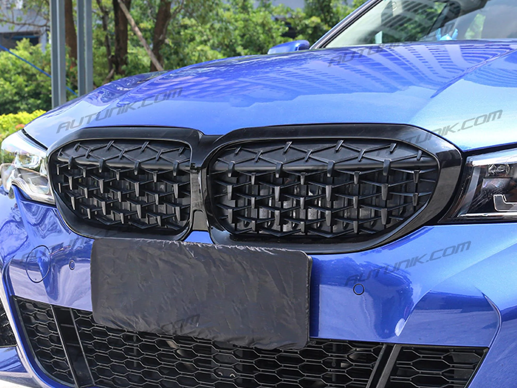 Glossy Black Front Kidney Diamond Grill Grille for BMW G20 320i 330i M340i 2019-2022 - Image 3