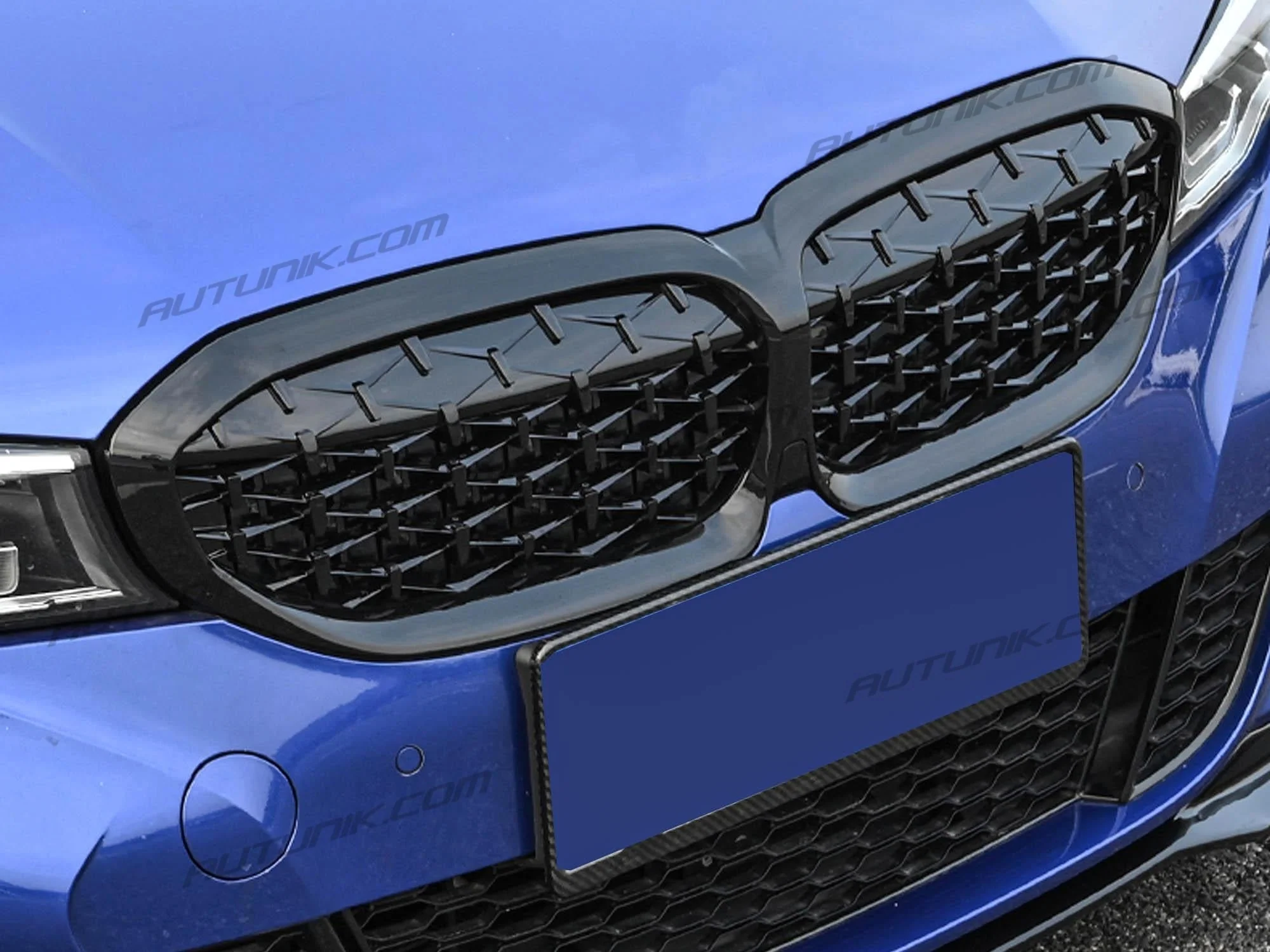Glossy Black Front Kidney Diamond Grill Grille for BMW G20 320i 330i M340i 2019-2022 - Image 4