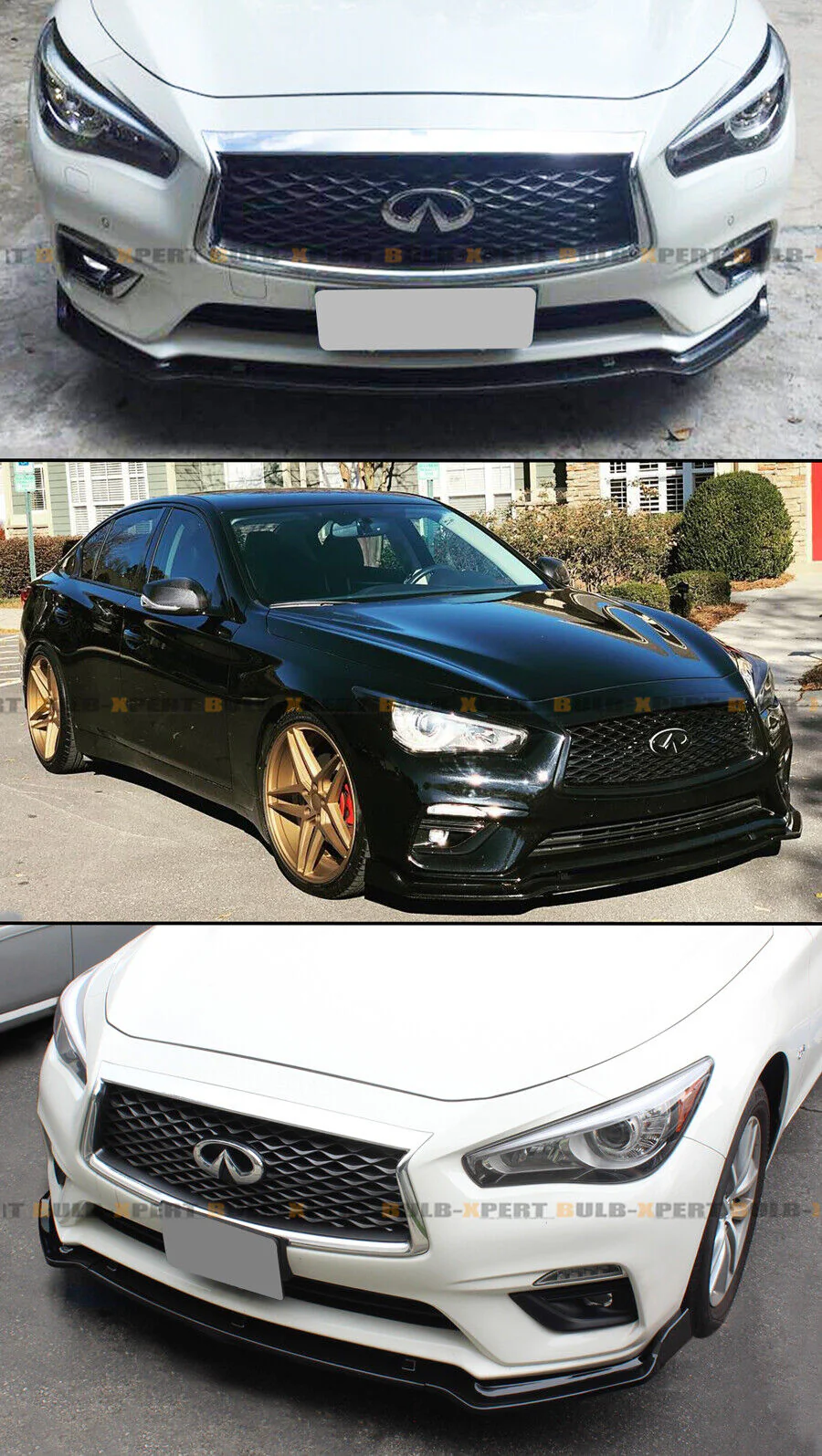 Glossy Black Front Bumper Lip Splitter For 2018-2024 Infiniti Q50 Luxe Base Premium - Image 6