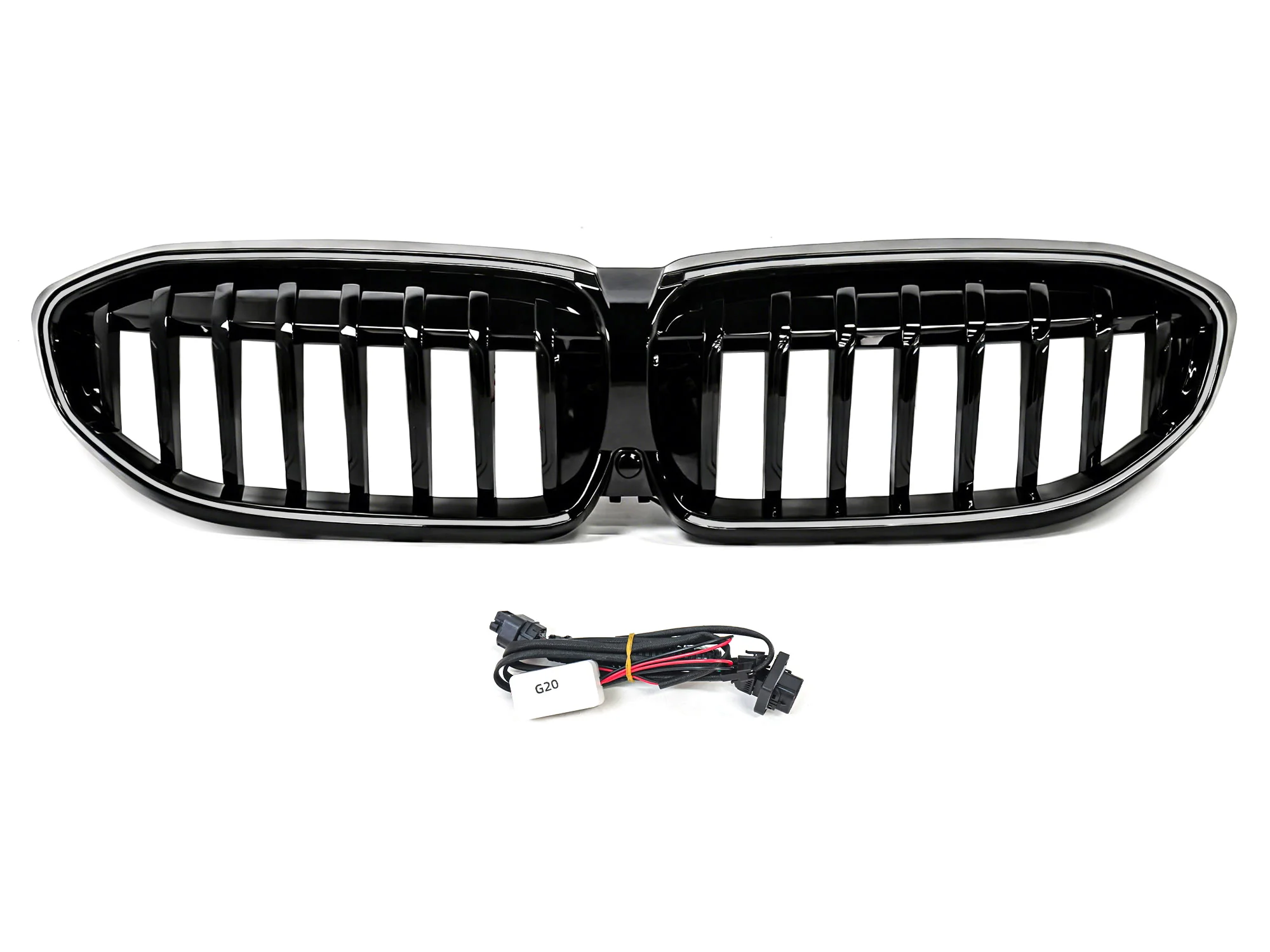 Glossy Black Front Kidney Grille W/ LED For 2019-2022 BMW G20 330i M340i - Image 4