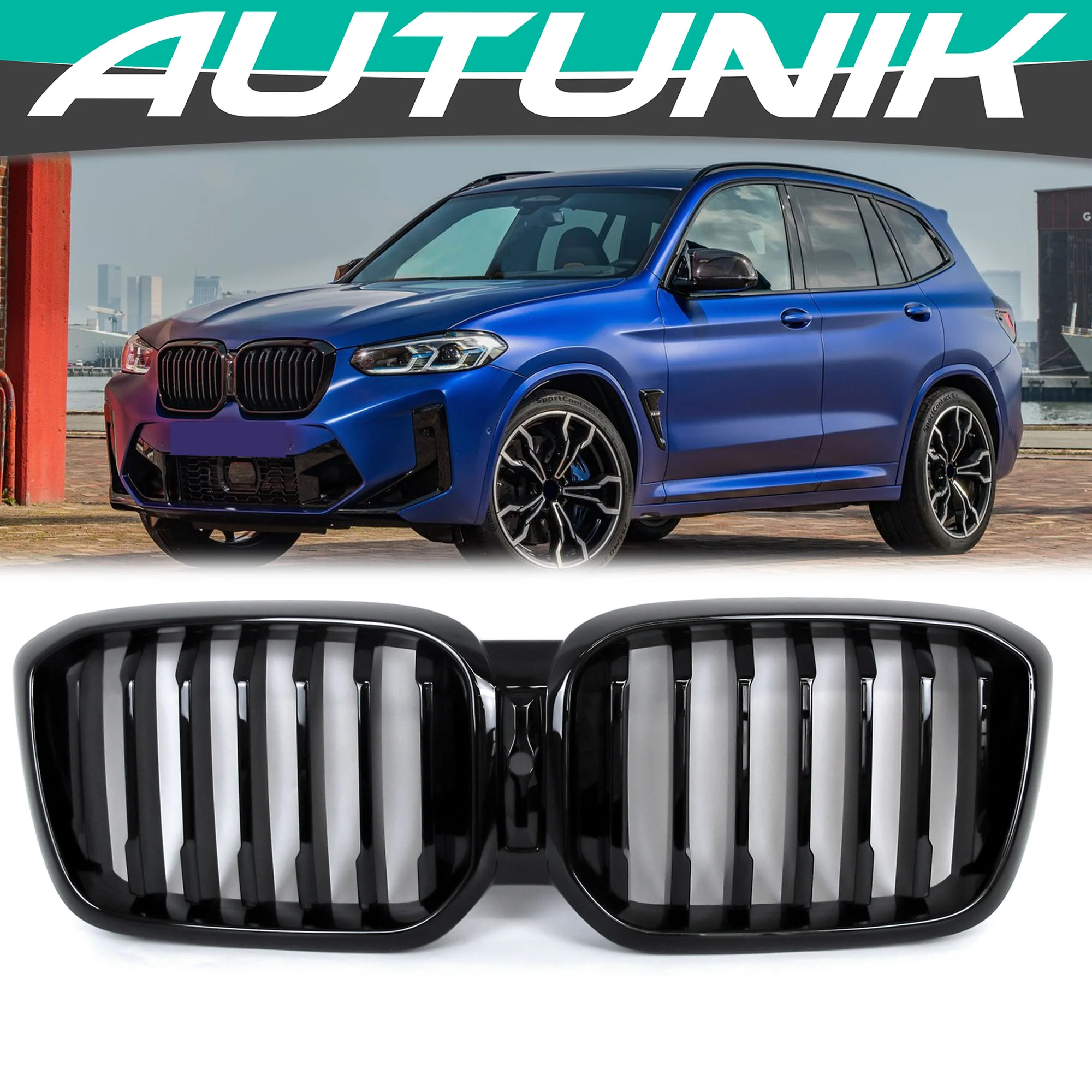 Front Bumper Grill Black MP Grille Fit 2022-2024 BMW X3 G01 2022-2025 X4 G02 LCI