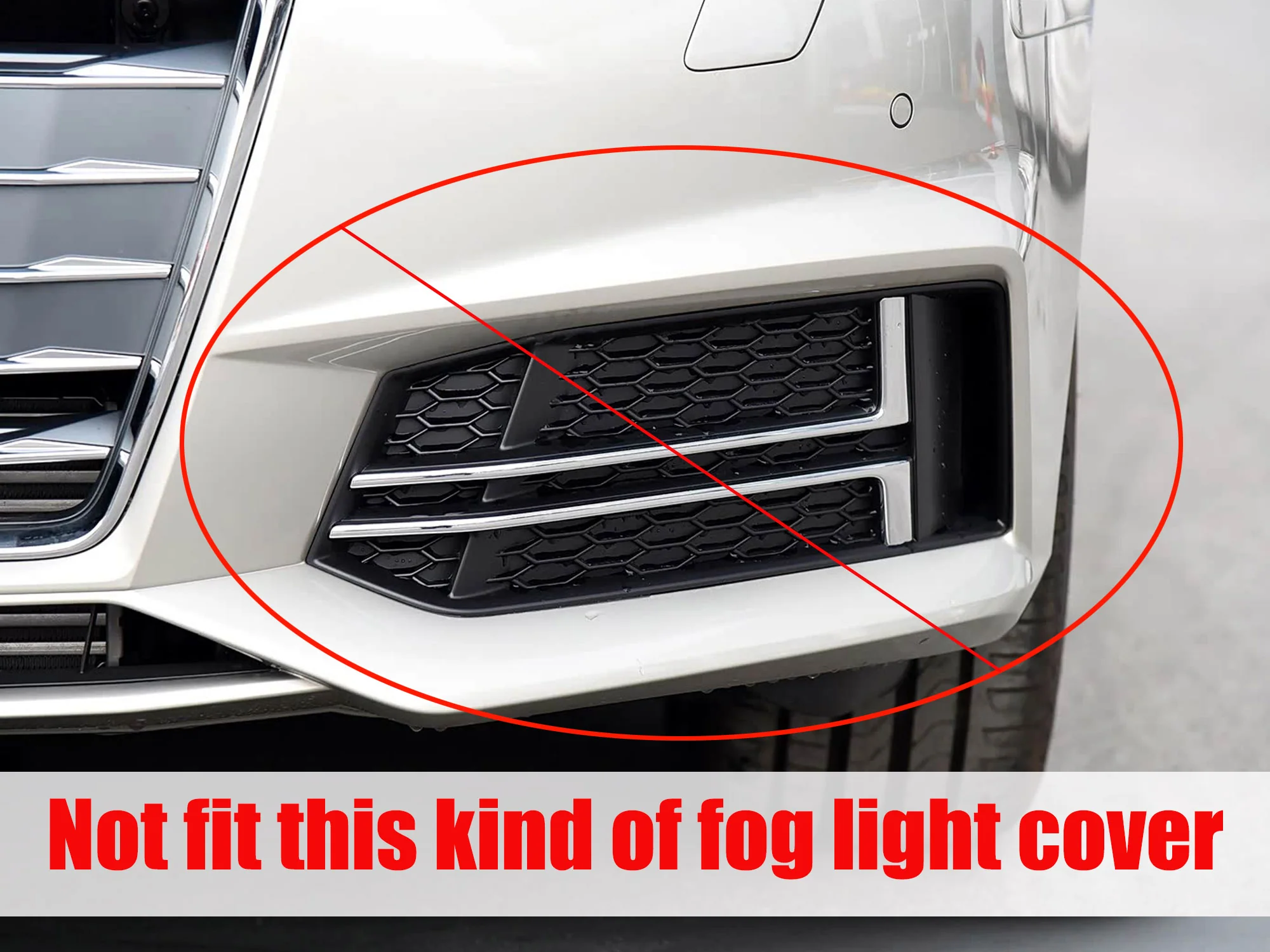 Pair Front Fog Light Grill Cover for Audi A4 B9 Non-Sline 2017-2019 - Image 4