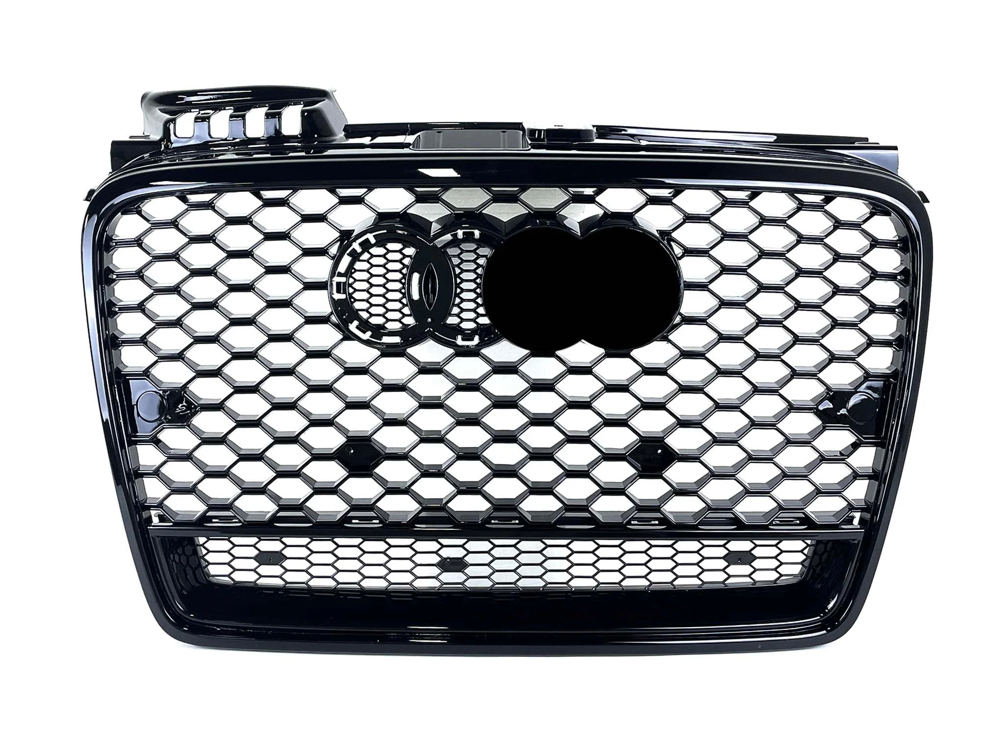 Gloss Black Honeycomb Front Grille For Audi A4 B7 Non-S-Line 2005–2008 - Image 4