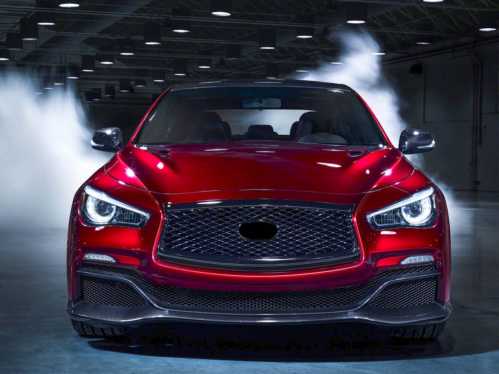 Glossy Black Front Mesh Grille for Infiniti Q50 2018-2024 w/o Camera & Parking Sensors - Image 2