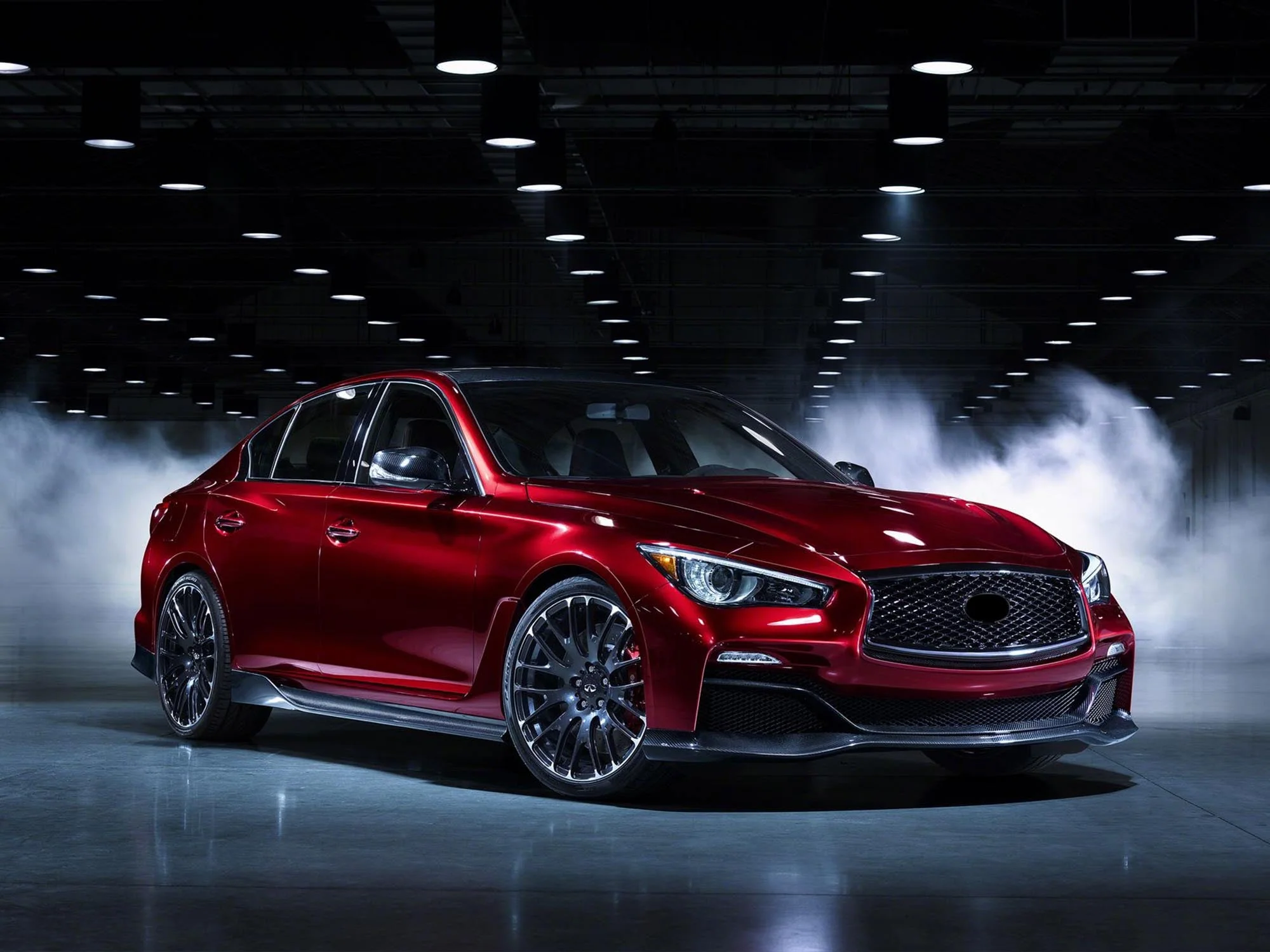 Glossy Black Front Mesh Grille for Infiniti Q50 2018-2024 w/o Camera & Parking Sensors - Image 4