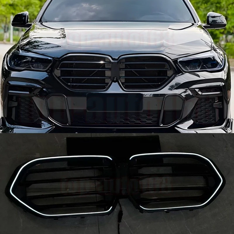 Glossy Black LED Light Front Kidney Grille Bumper Grill For BMW X6 G06 2023-2026 - Image 2