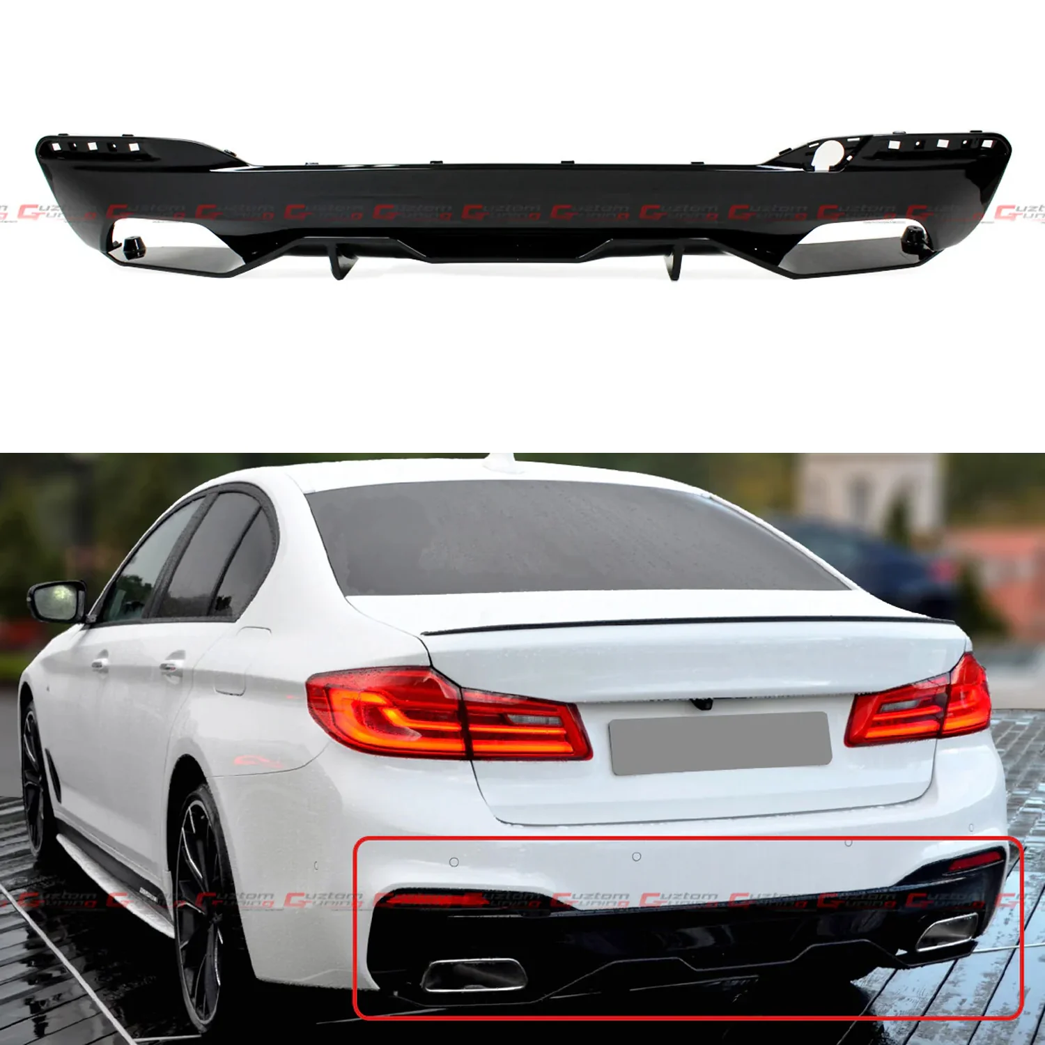 Glossy Black Style Rear Bumper Diffuser For 2017-2023 BMW G30 M550i